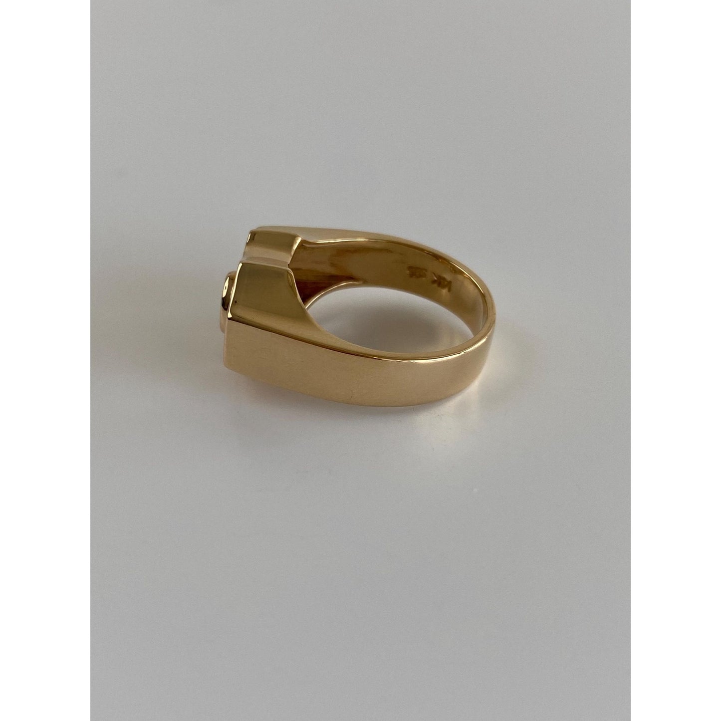 Vintage Solid 14k White & Yellow Gold Diamond Emerald Signet Ring - Size 7