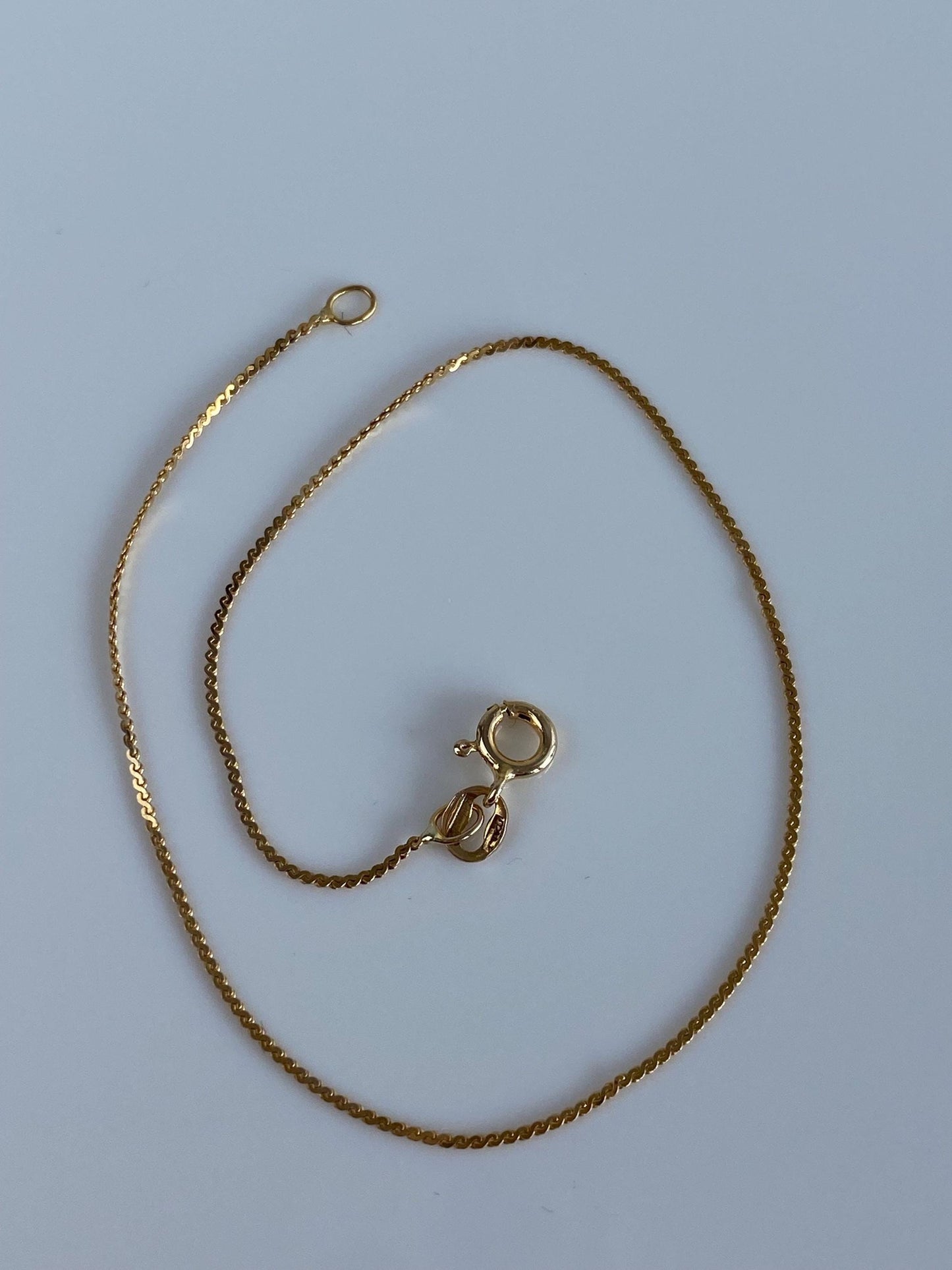Vintage Solid 14k Yellow Gold Dainty Serpentine Chain Bracelet - 7 inches