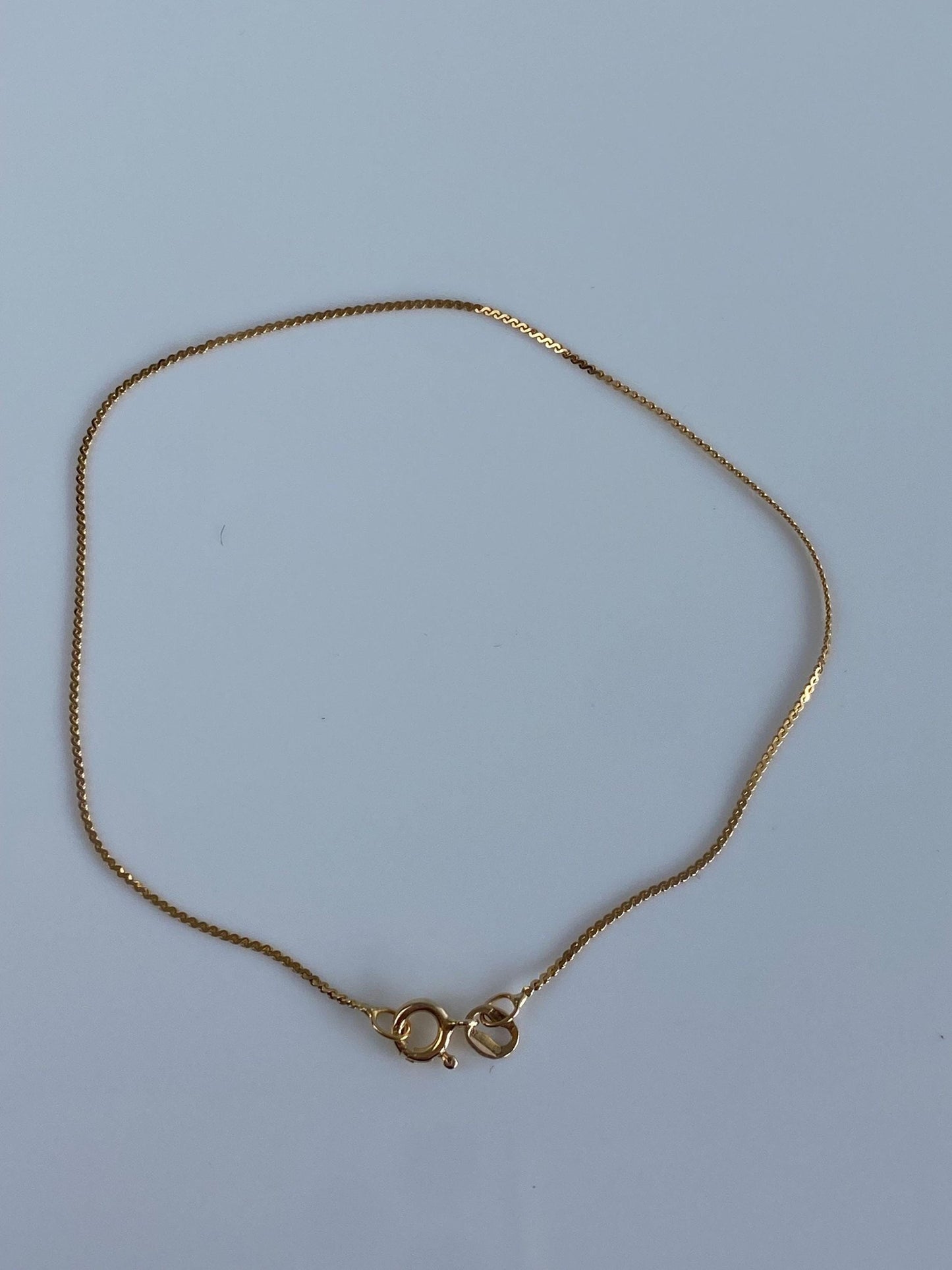 Vintage Solid 14k Yellow Gold Dainty Serpentine Chain Bracelet - 7 inches