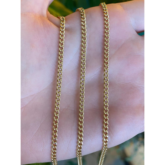 Vintage Solid 18k Yellow Gold Long Curb Chain Necklace - 31.25 inches