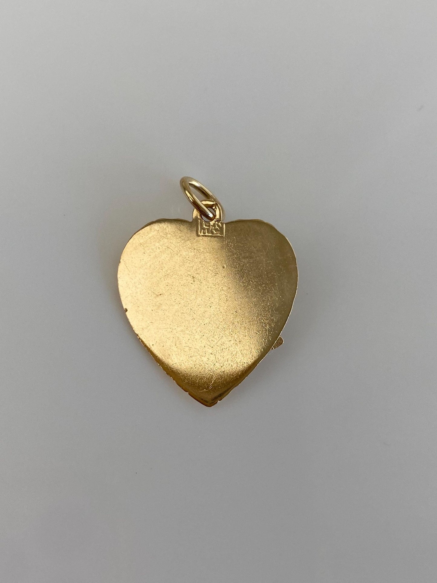 Vintage Solid 14k Yellow Gold Red & Green Cubic Zirconia Merry Christmas Heart Charm