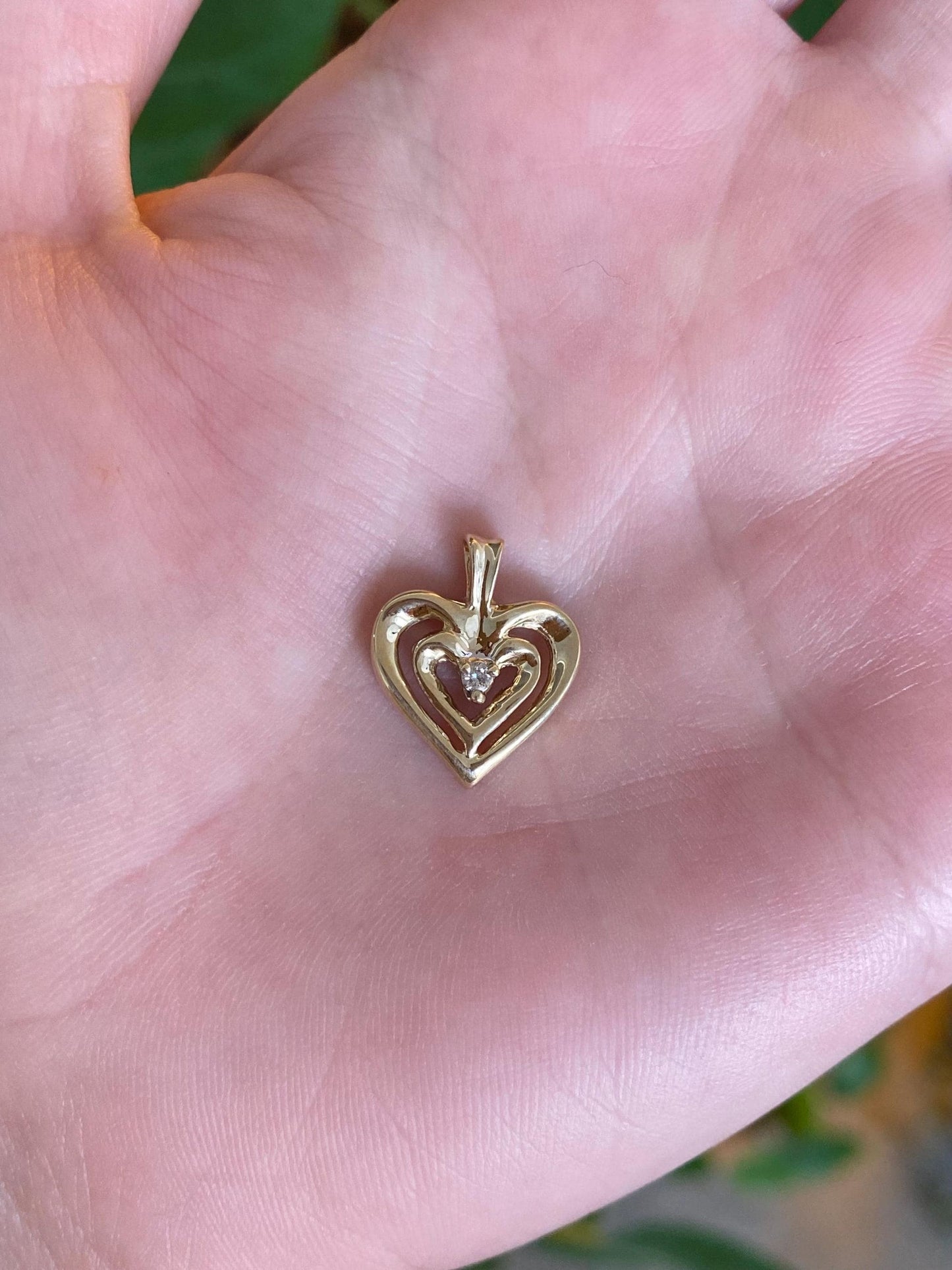 Vintage Solid 10k Yellow Gold Diamond Heart Charm