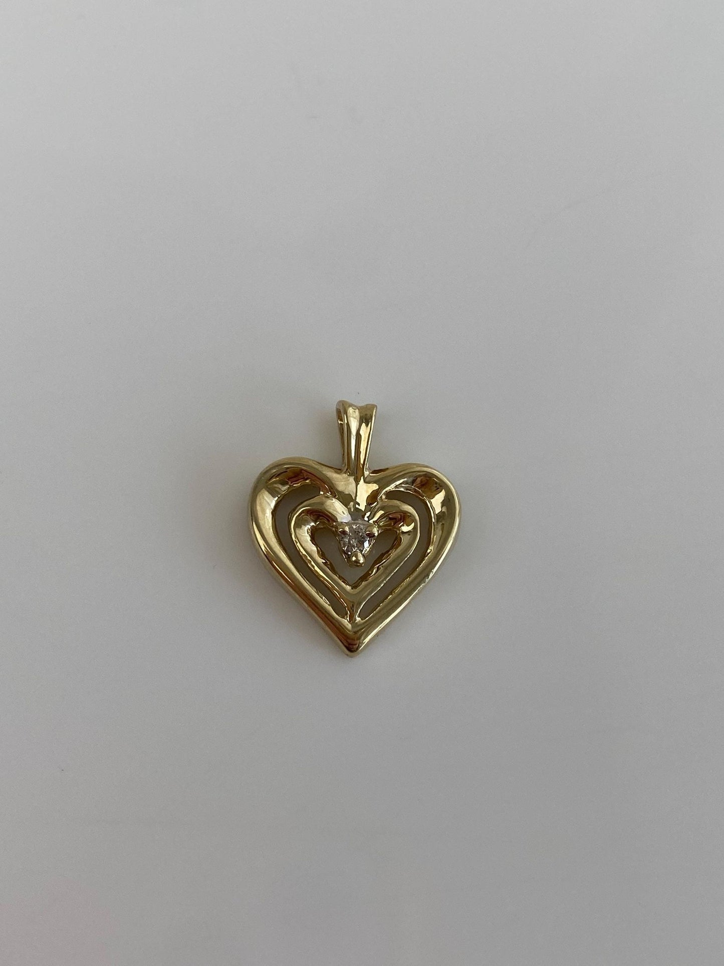 Vintage Solid 10k Yellow Gold Diamond Heart Charm
