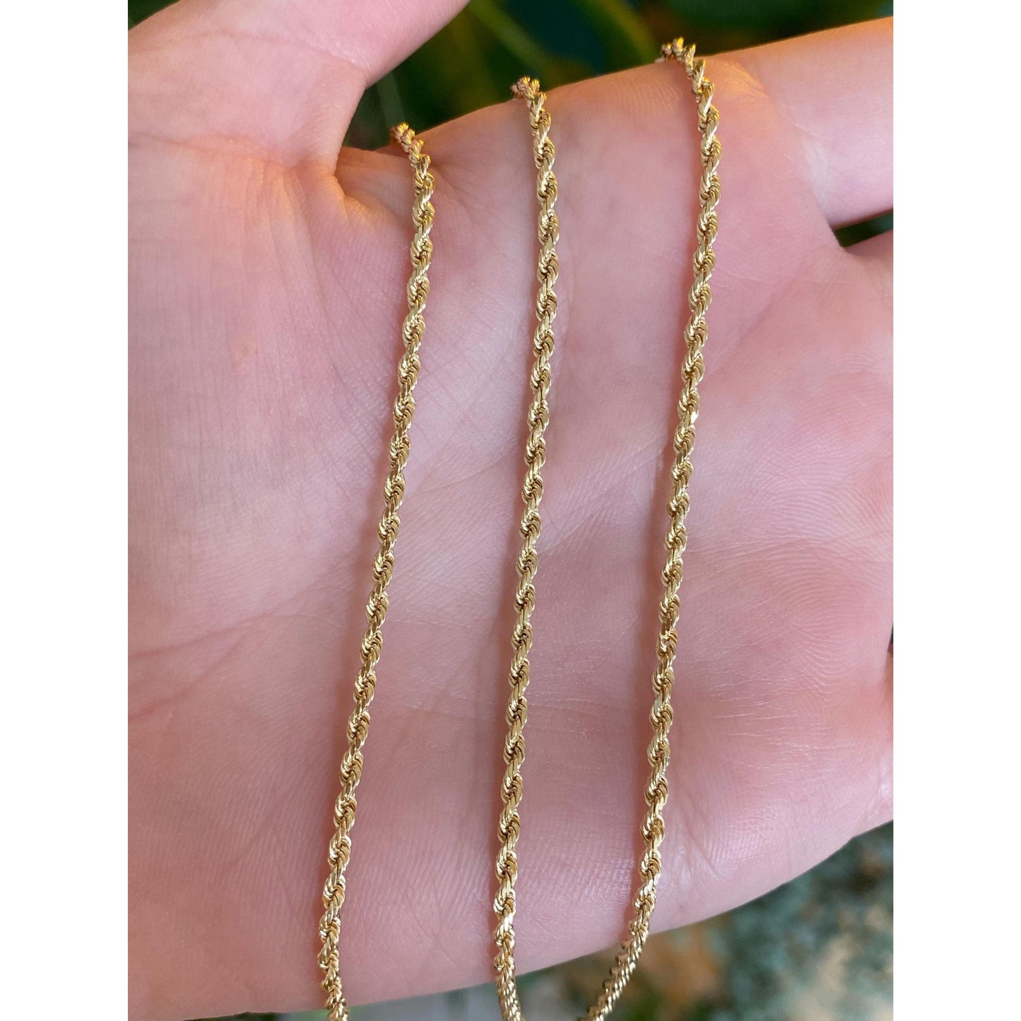 Vintage Solid 14k Yellow Gold Slim Rope Chain Necklace - 24.5 inches