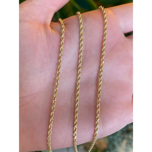 Vintage Solid 14k Yellow Gold Slim Rope Chain Necklace - 24.5 inches