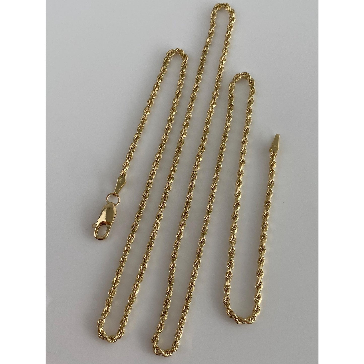 Vintage Solid 14k Yellow Gold Slim Rope Chain Necklace - 24.5 inches