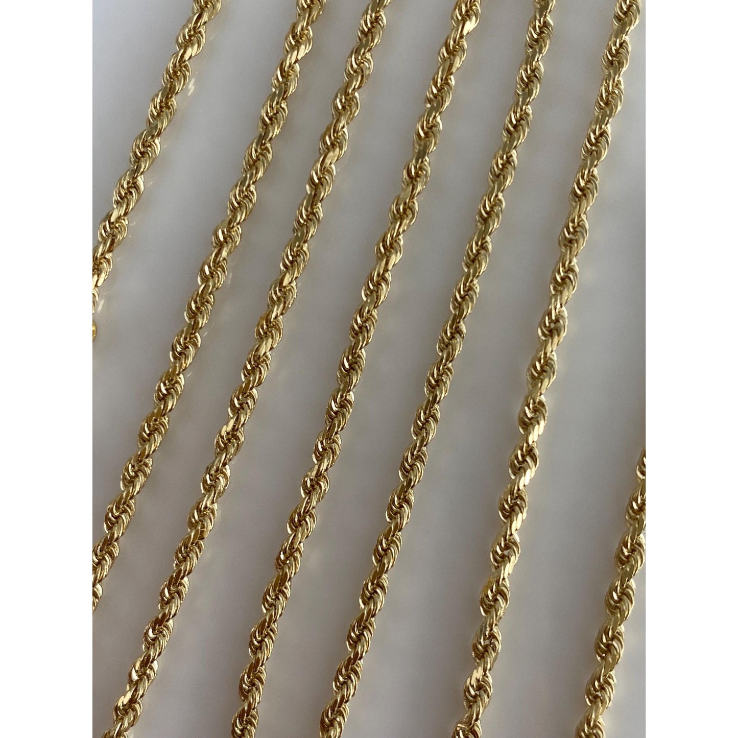 Vintage Solid 14k Yellow Gold Slim Rope Chain Necklace - 24.5 inches