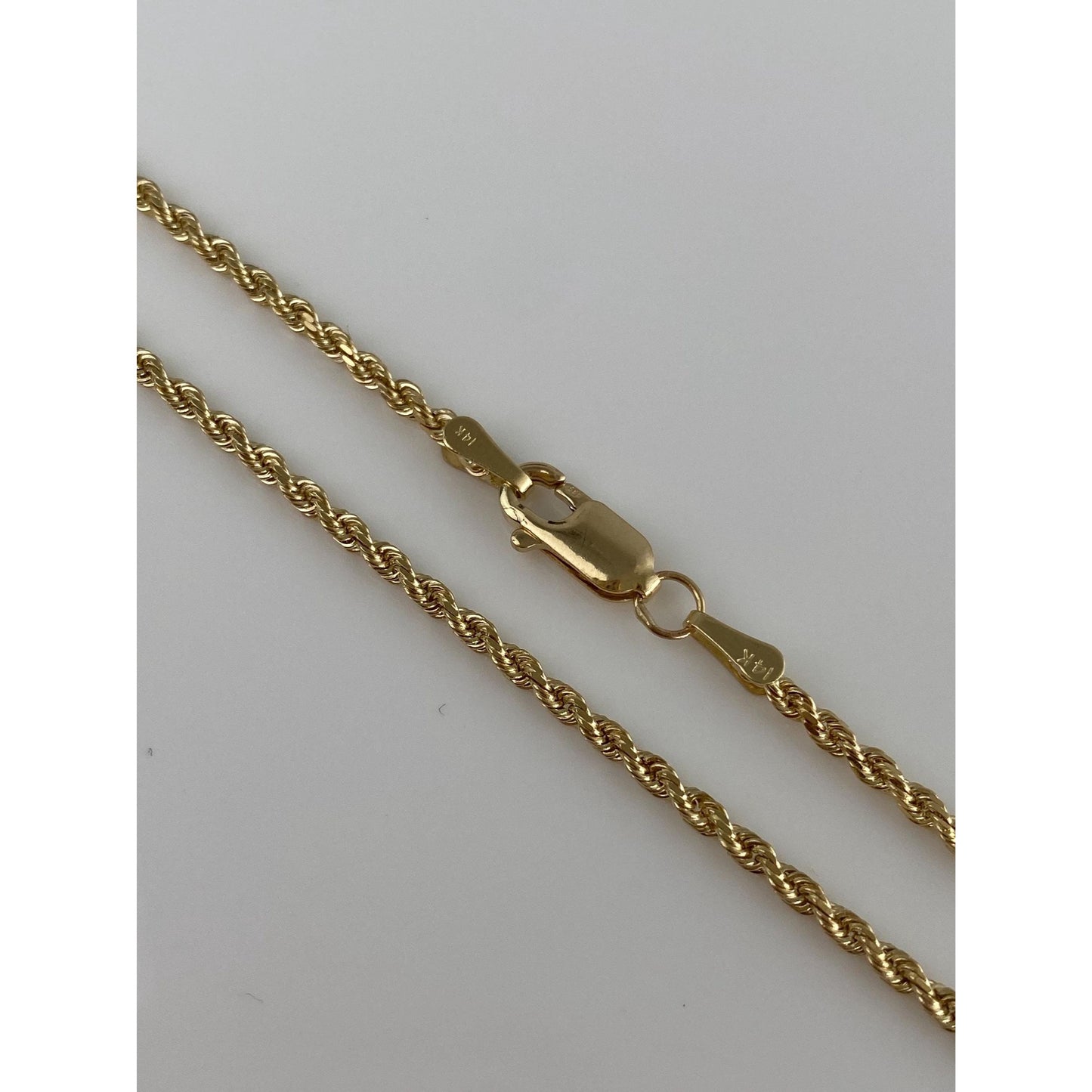 Vintage Solid 14k Yellow Gold Slim Rope Chain Necklace - 24.5 inches