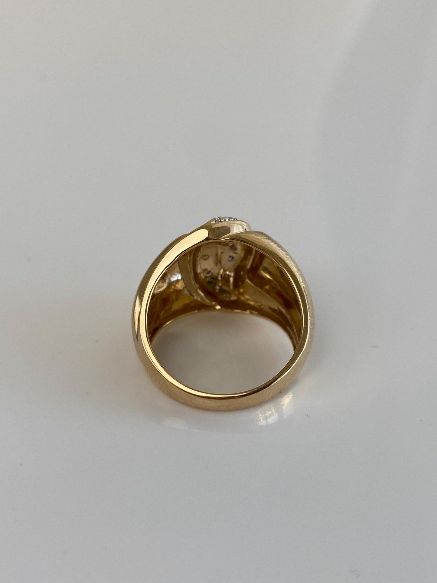 Vintage Solid 14k White & Yellow Gold Diamond Ring Band - Size 6