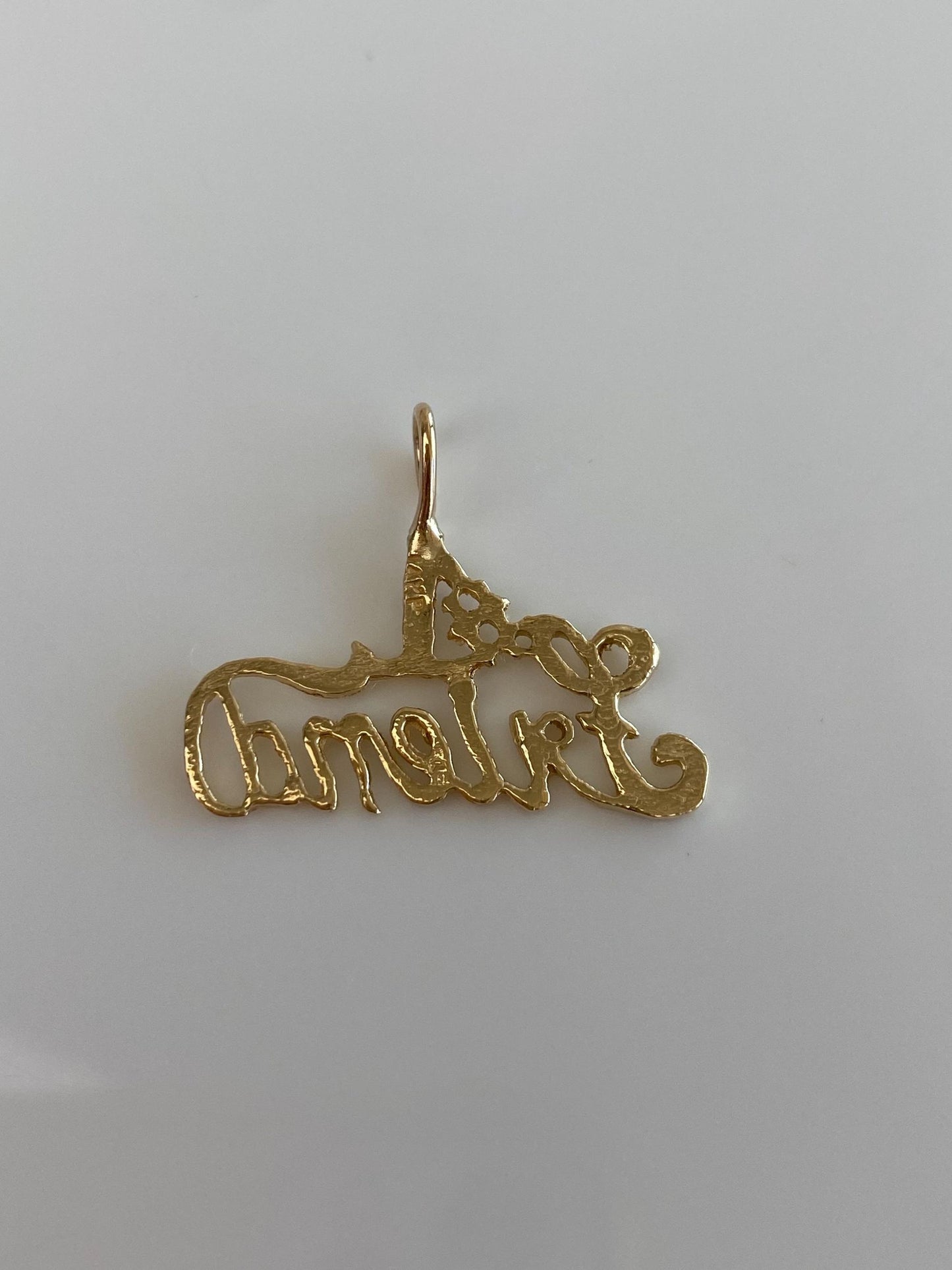 Vintage Solid 14k Yellow Gold Diamond Cut #1 Friend Charm