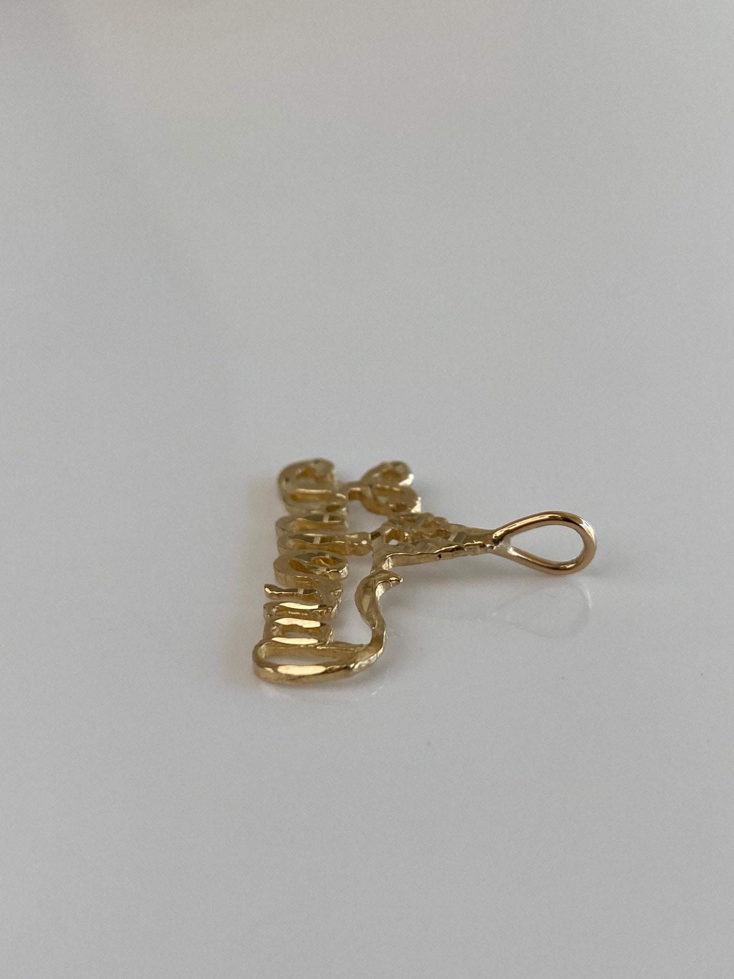 Vintage Solid 14k Yellow Gold Diamond Cut #1 Friend Charm