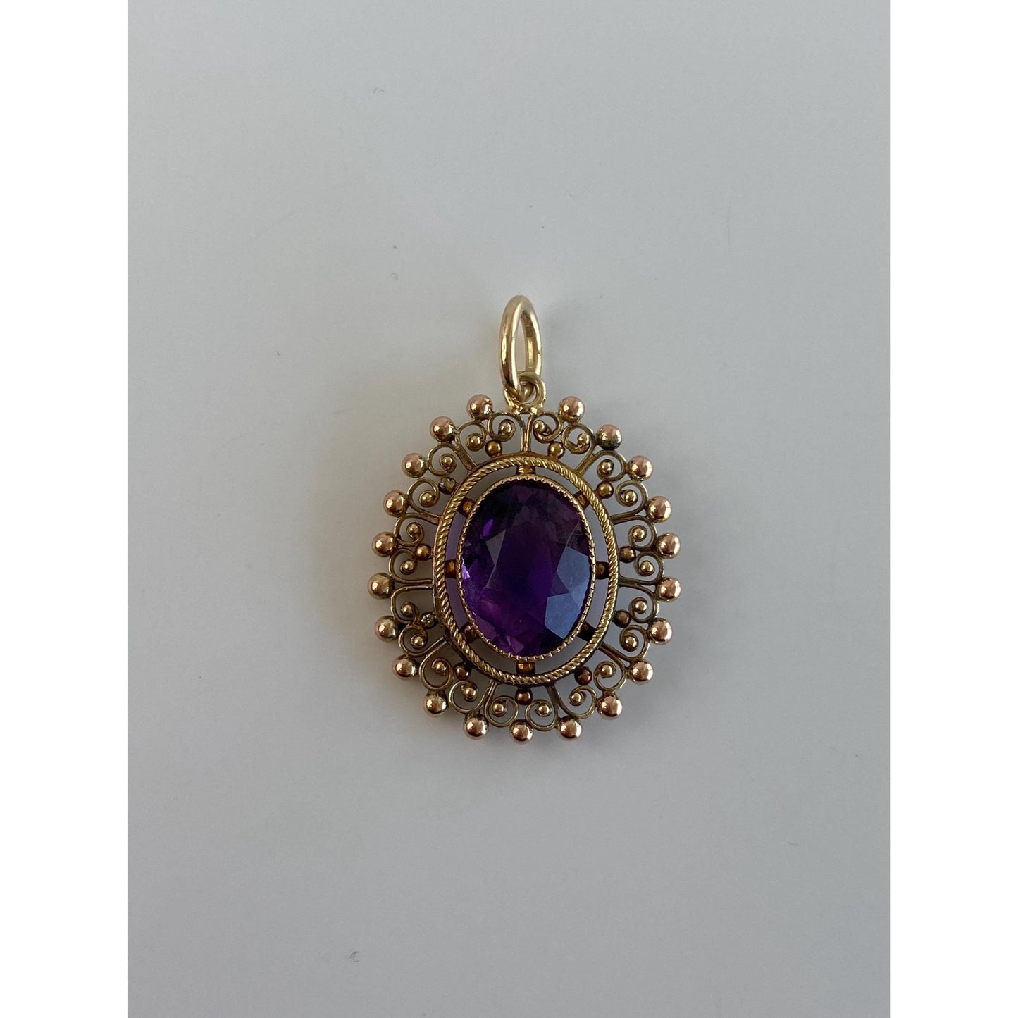 Vintage Solid 14k Yellow Gold Amethyst Charm
