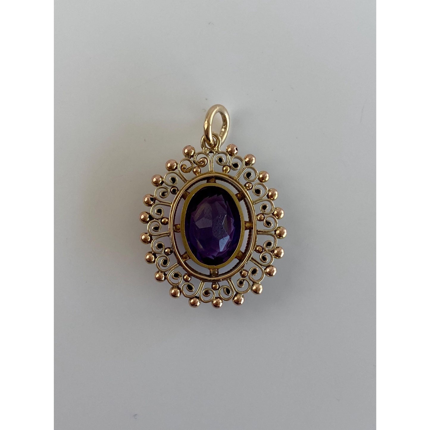 Vintage Solid 14k Yellow Gold Amethyst Charm