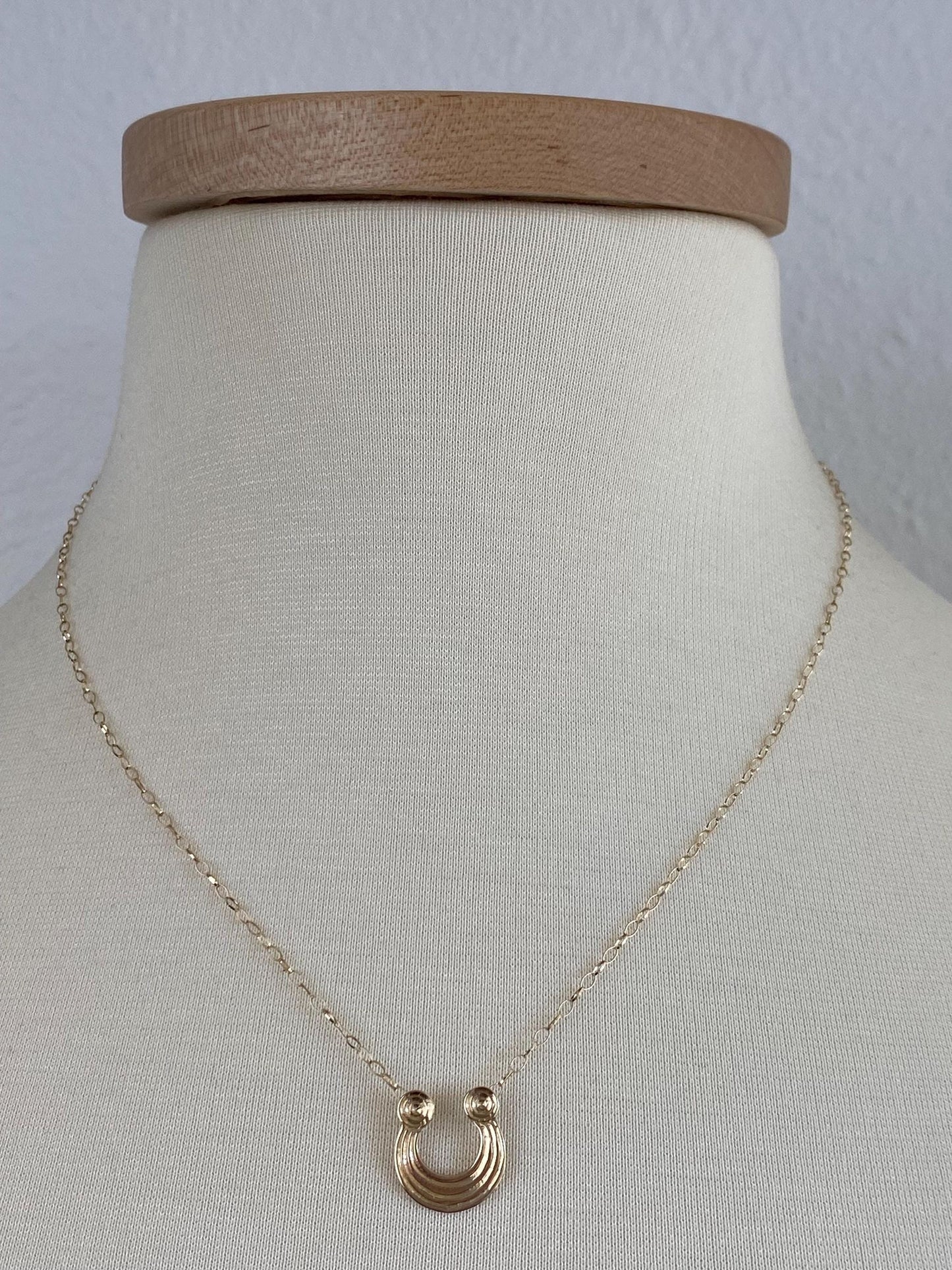Vintage Solid 9k Yellow Gold Lined Charm Elongated Cable Chain Necklace - 18.5 inches