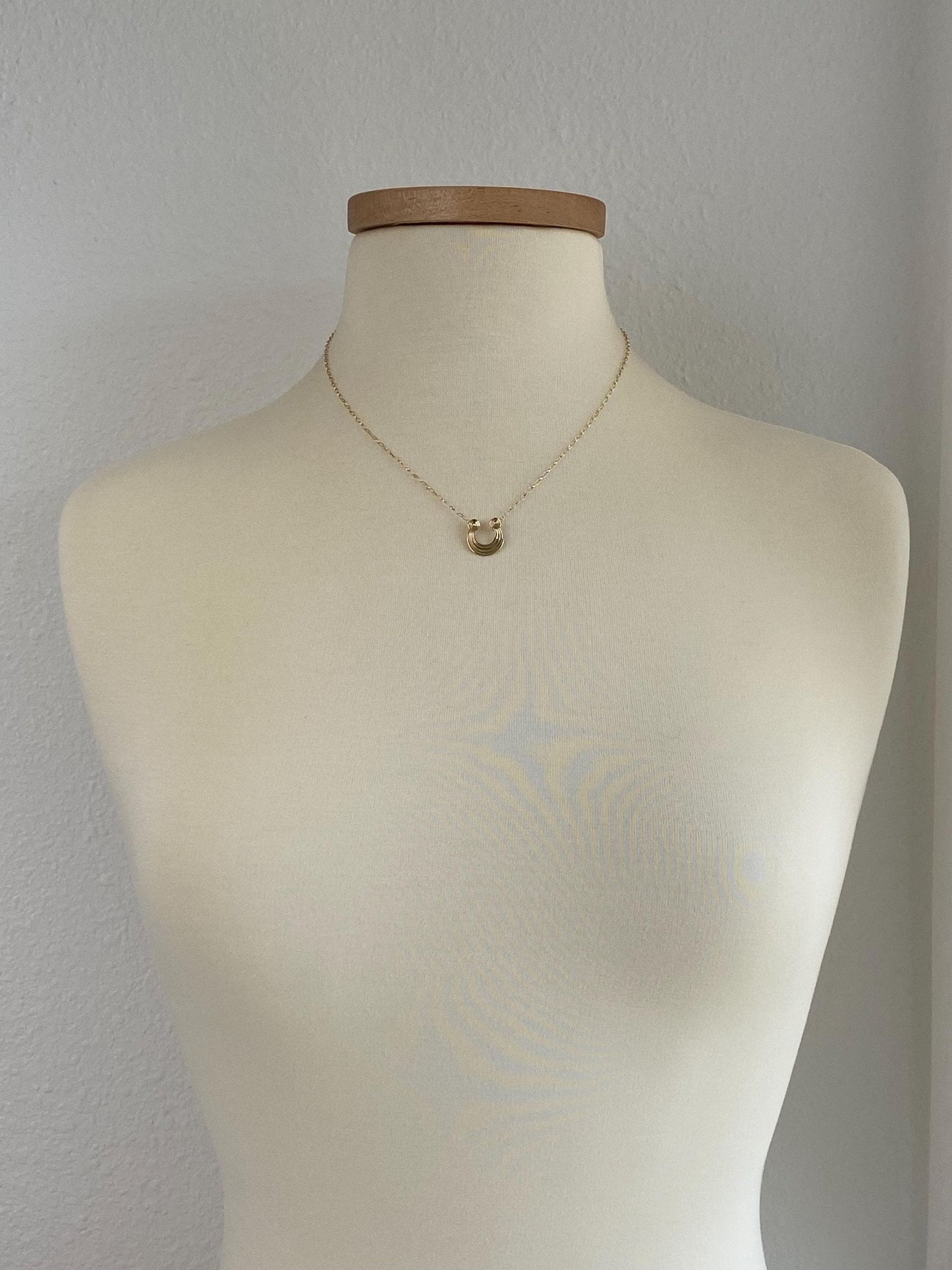 Vintage Solid 9k Yellow Gold Lined Charm Elongated Cable Chain Necklace - 18.5 inches