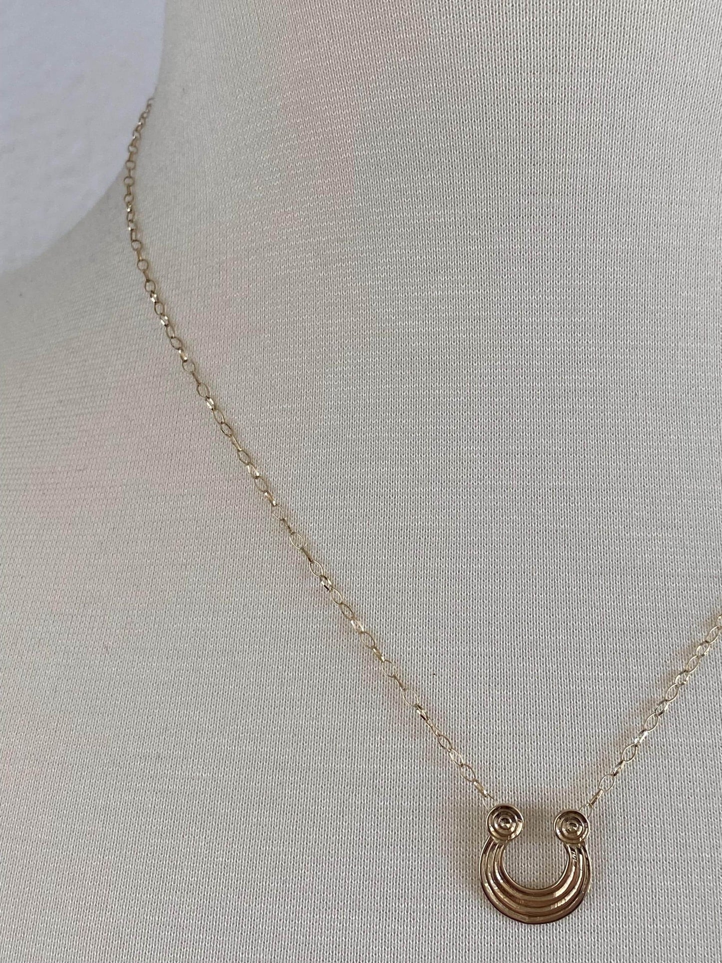 Vintage Solid 9k Yellow Gold Lined Charm Elongated Cable Chain Necklace - 18.5 inches