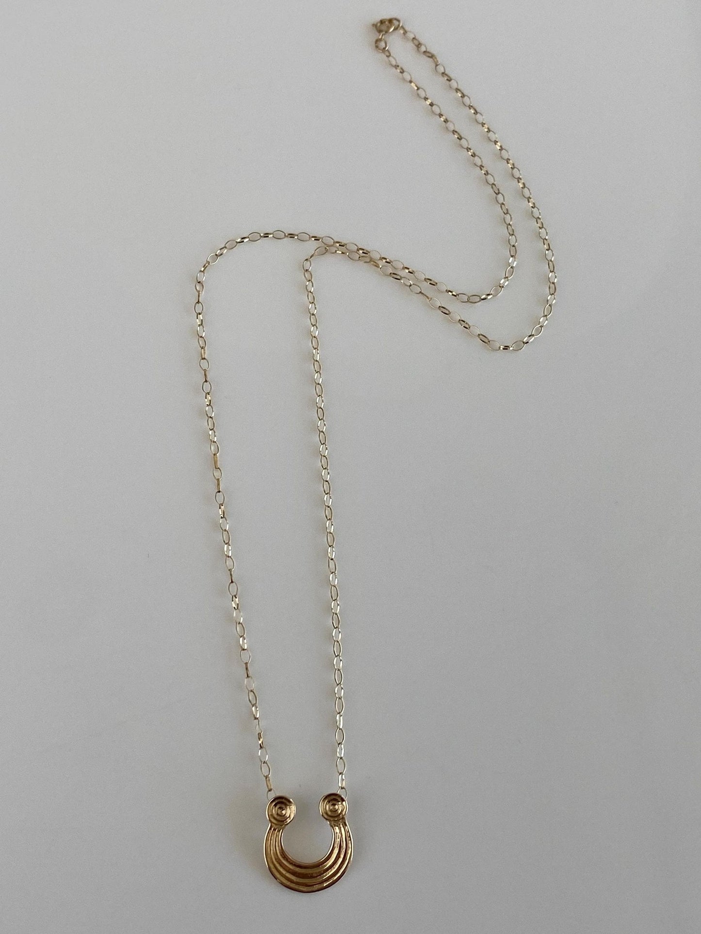 Vintage Solid 9k Yellow Gold Lined Charm Elongated Cable Chain Necklace - 18.5 inches