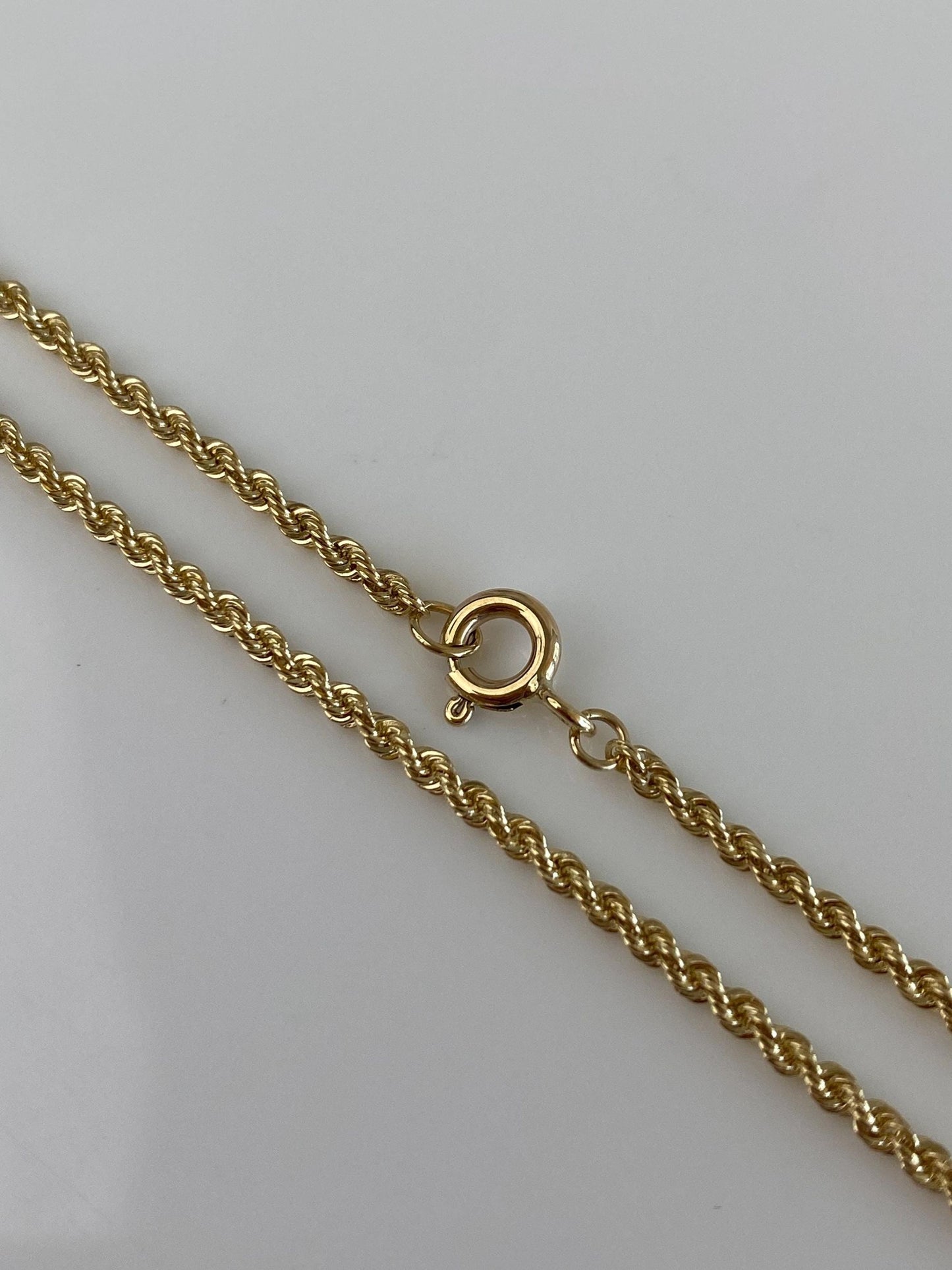 Vintage Solid 14k Yellow Gold Slim Rope Chain Bracelet Anklet - 10.25 inches