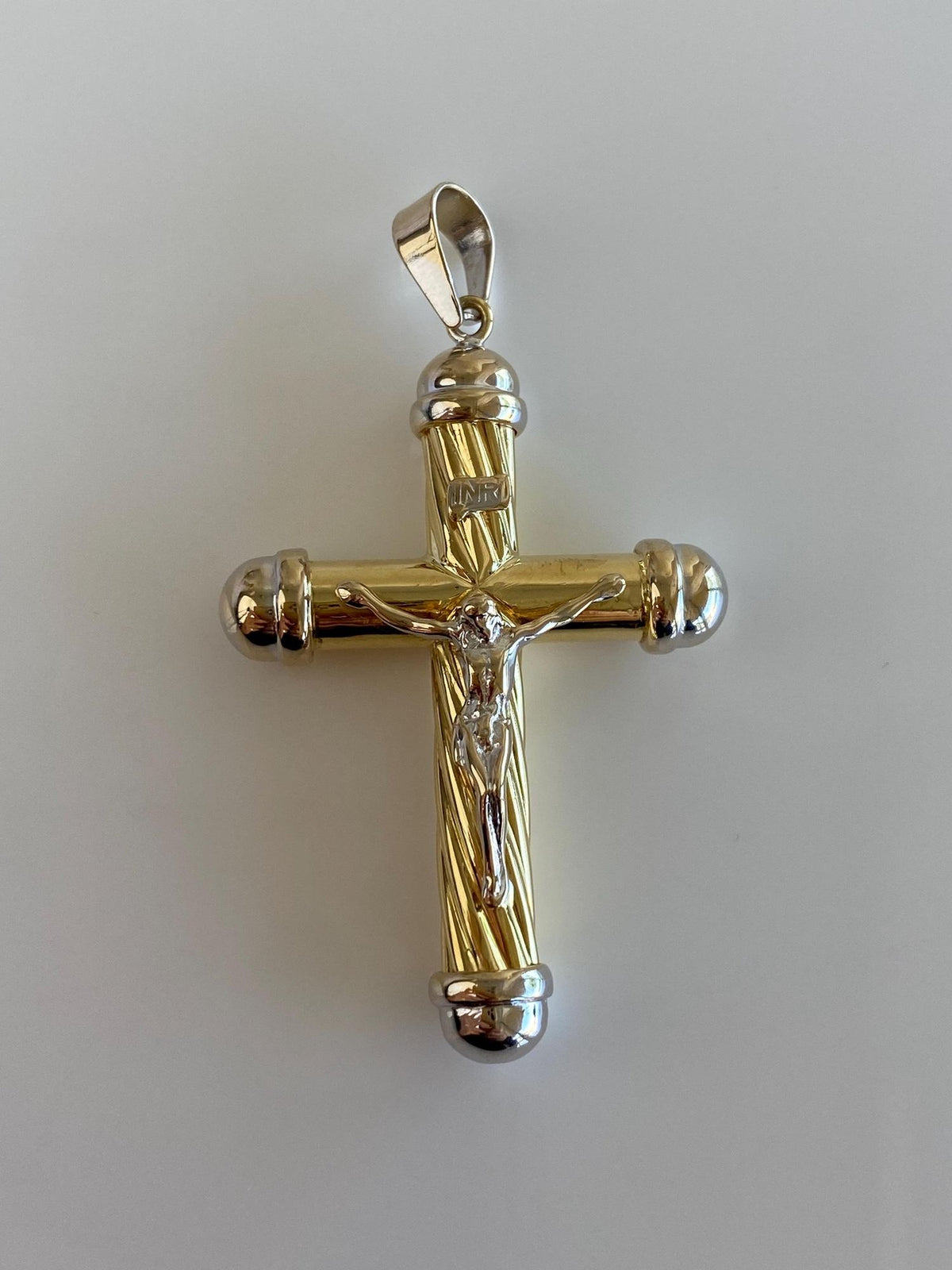 Vintage 18k White & Yellow Gold Crucifix Cross Charm