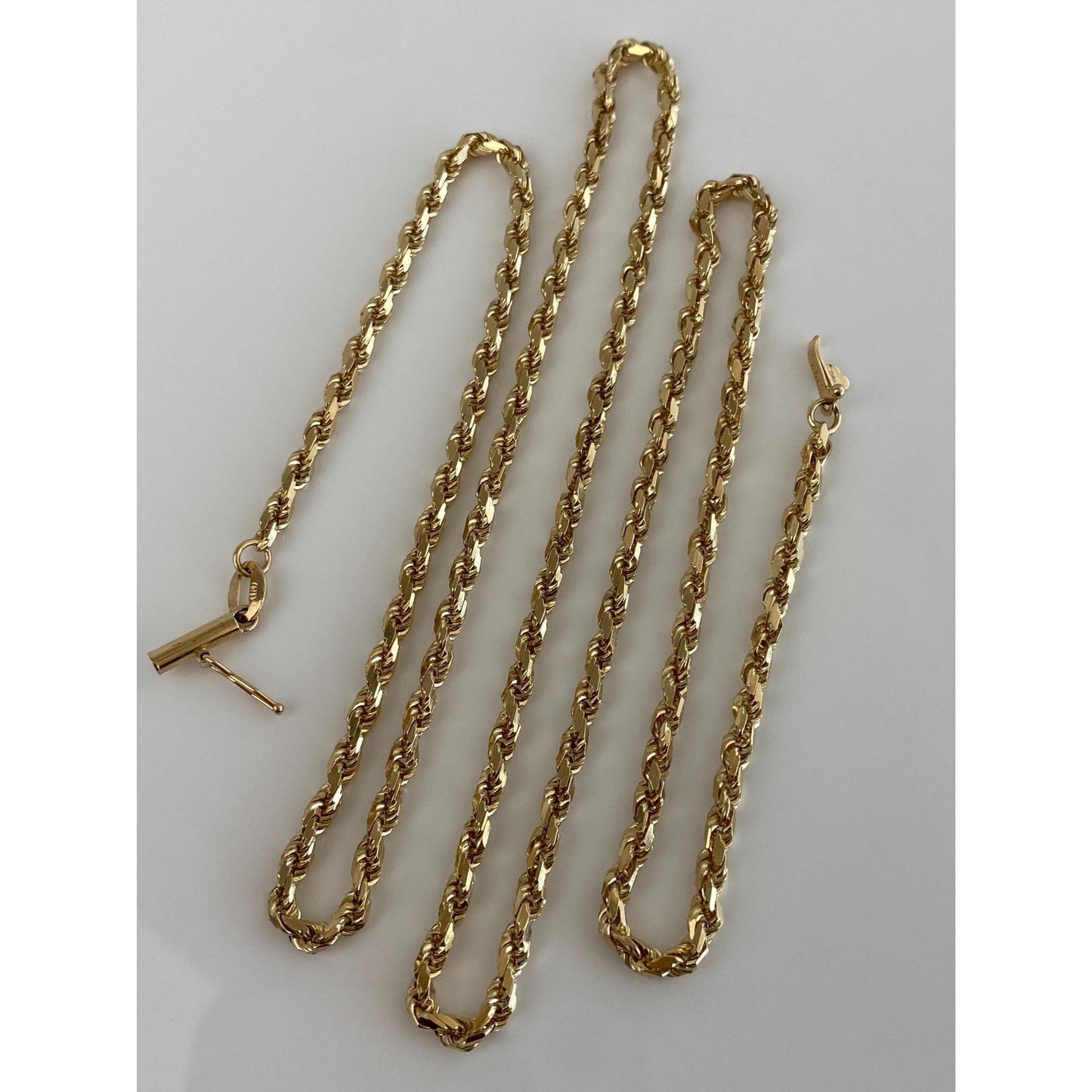 Vintage Solid 14k Yellow Gold Diamond Cut Rope Chain Necklace - 24 inches