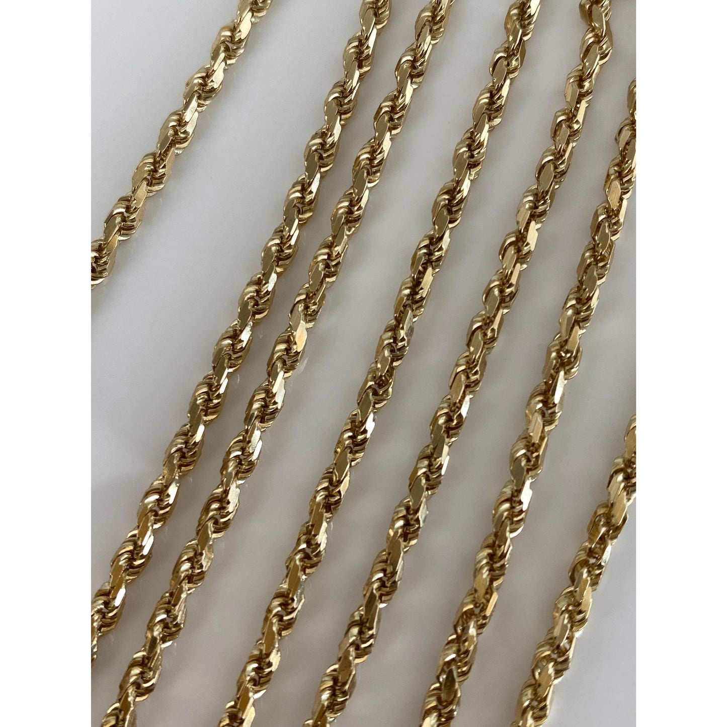Vintage Solid 14k Yellow Gold Diamond Cut Rope Chain Necklace - 24 inches