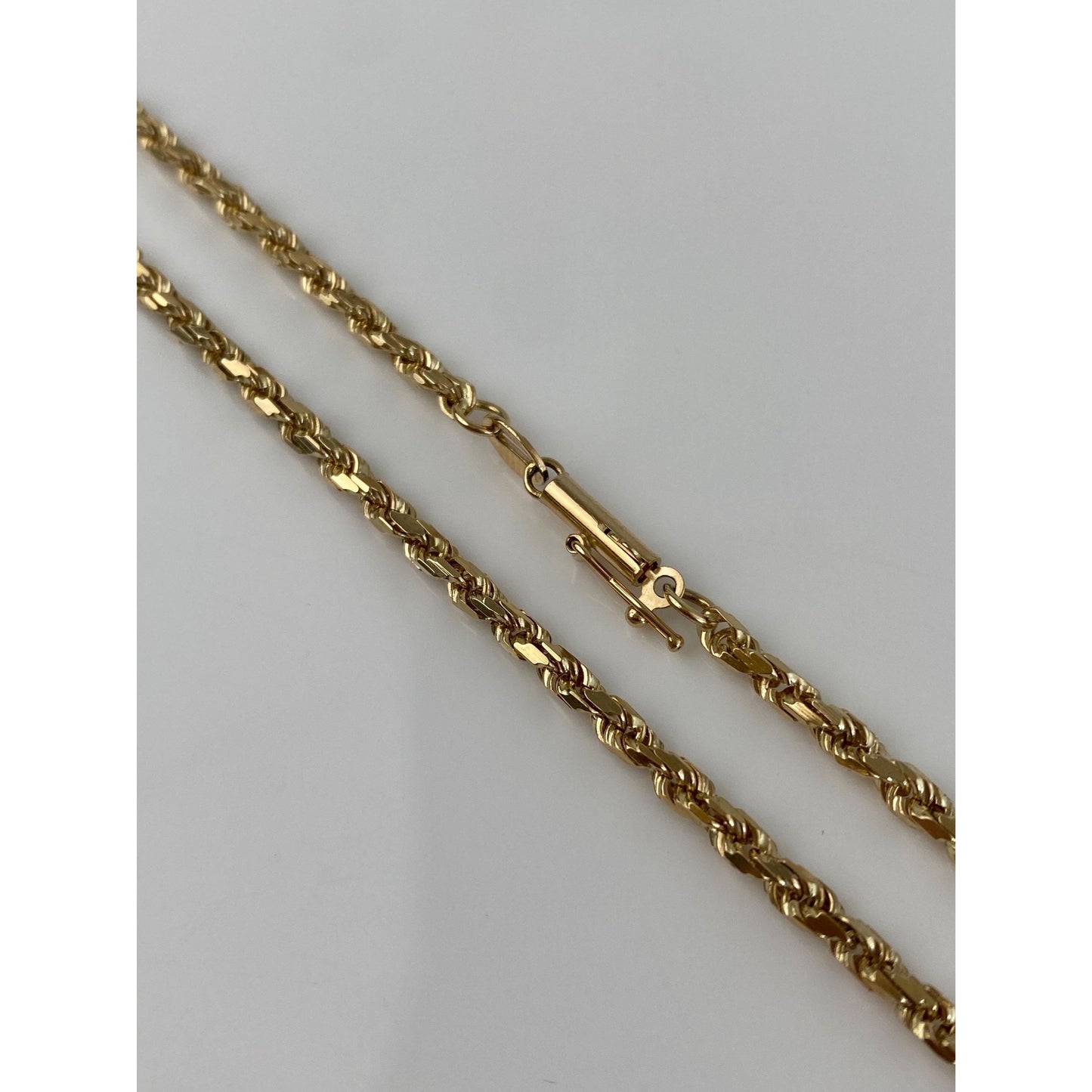 Vintage Solid 14k Yellow Gold Diamond Cut Rope Chain Necklace - 24 inches