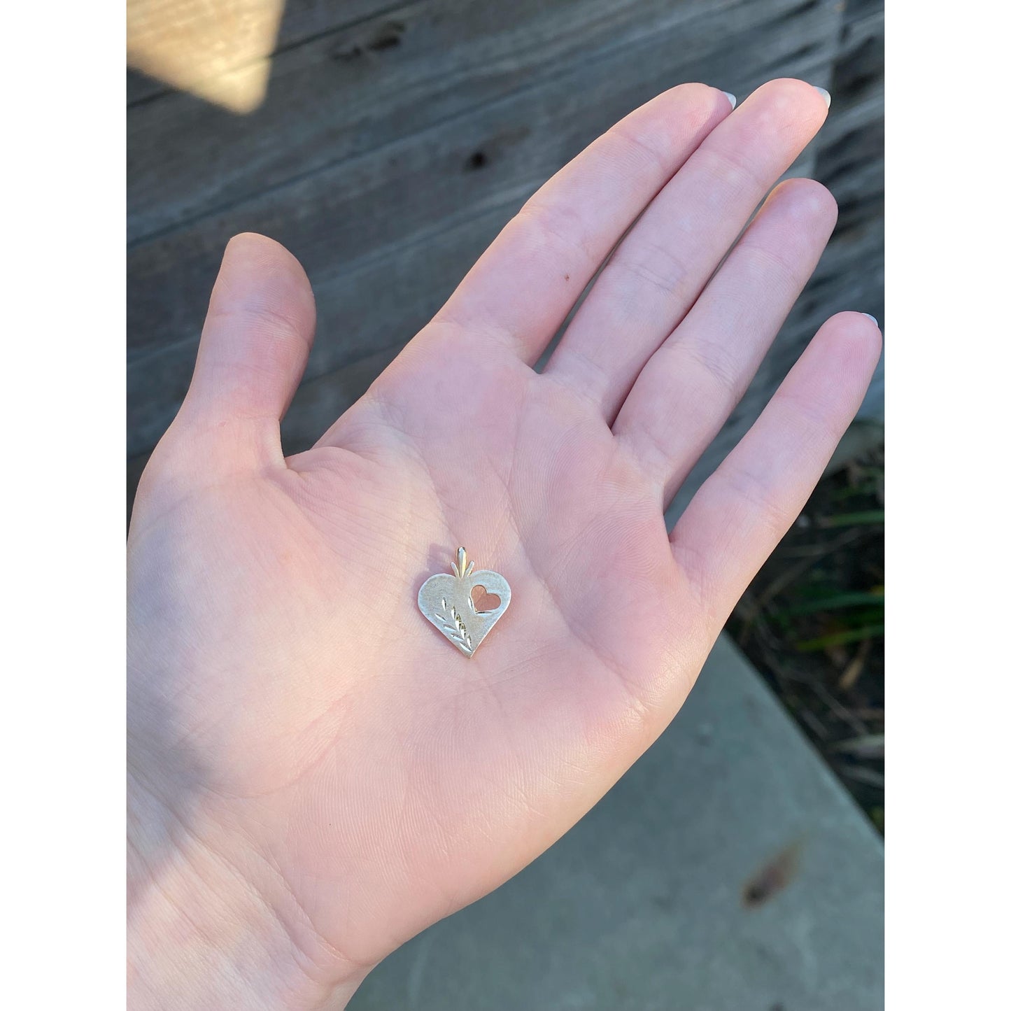 Solid 14k Yellow Gold Diamond Cut Heart Charm