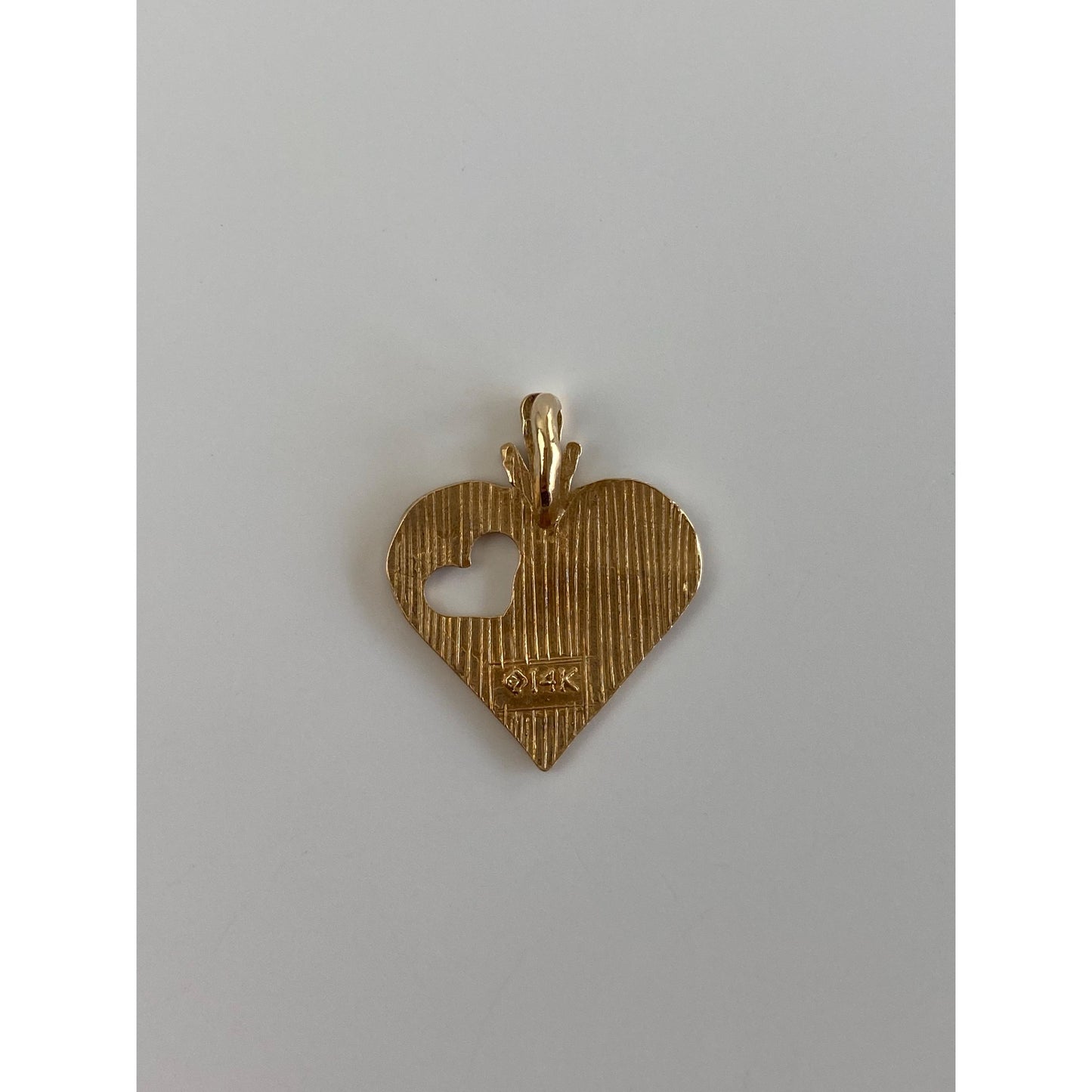 Solid 14k Yellow Gold Diamond Cut Heart Charm