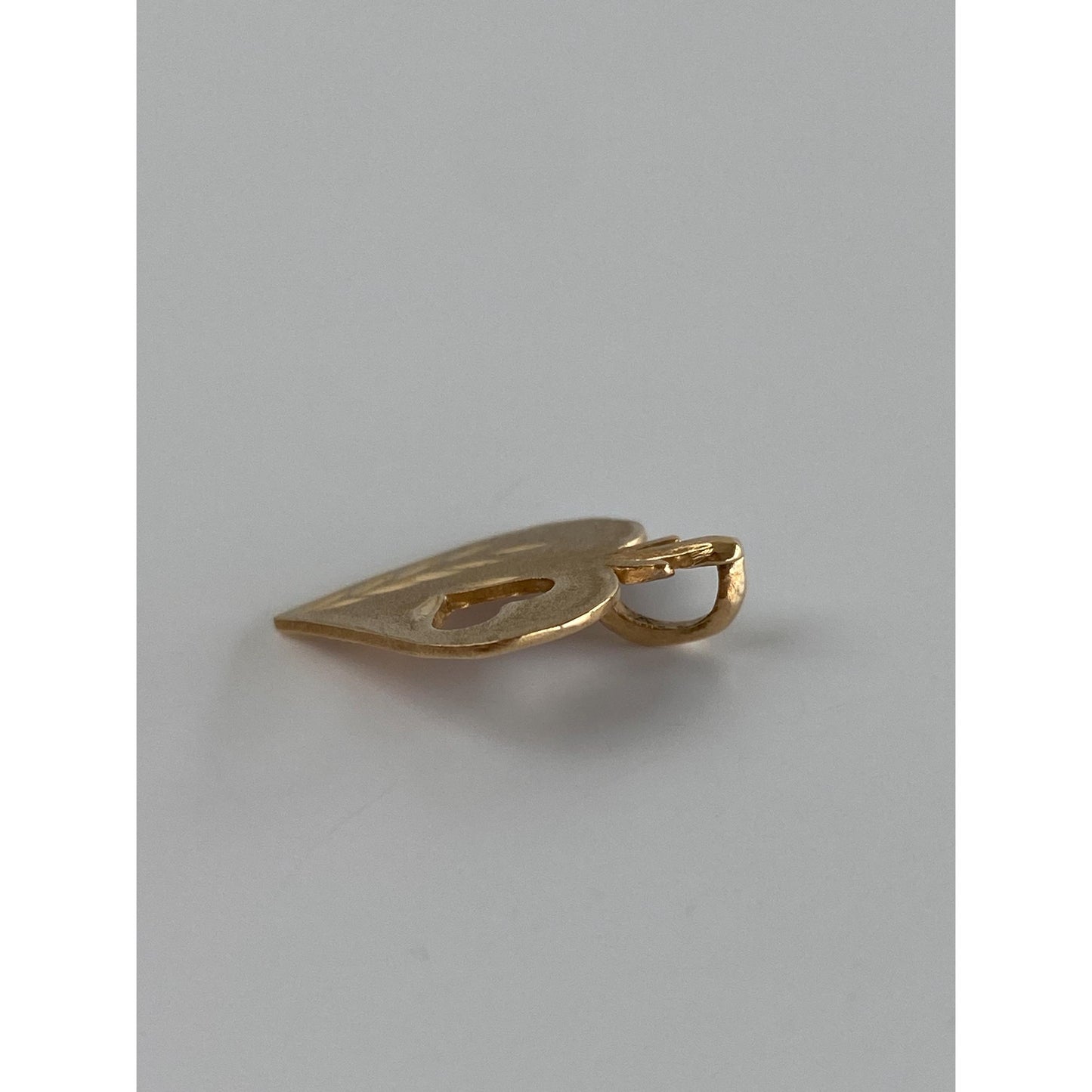 Solid 14k Yellow Gold Diamond Cut Heart Charm