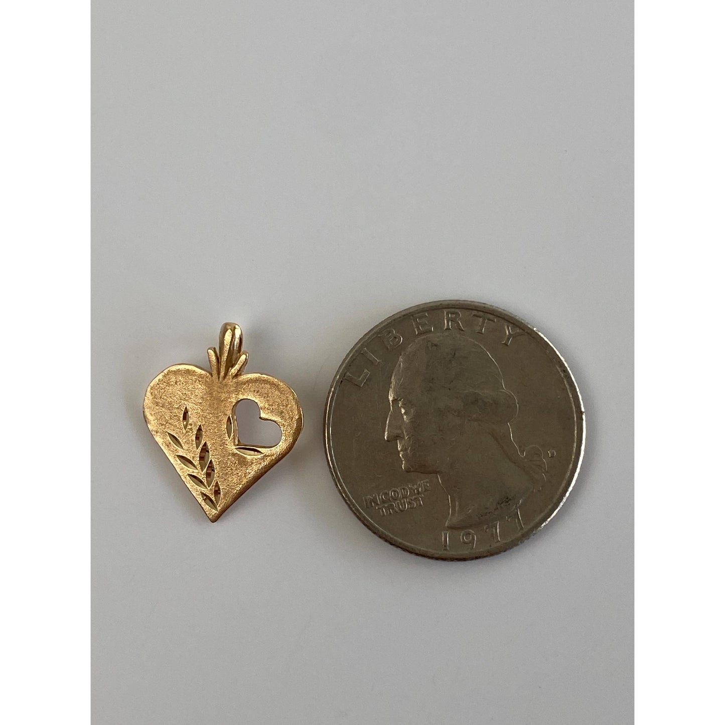 Solid 14k Yellow Gold Diamond Cut Heart Charm