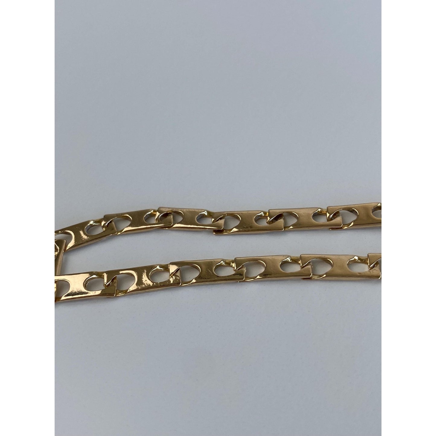 Vintage Solid 14k Yellow Gold Fancy Flat Link Bracelet - 7 inches