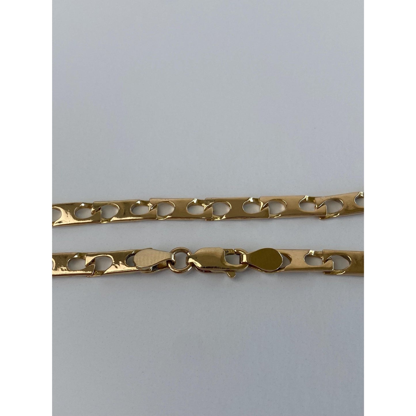 Vintage Solid 14k Yellow Gold Fancy Flat Link Bracelet - 7 inches