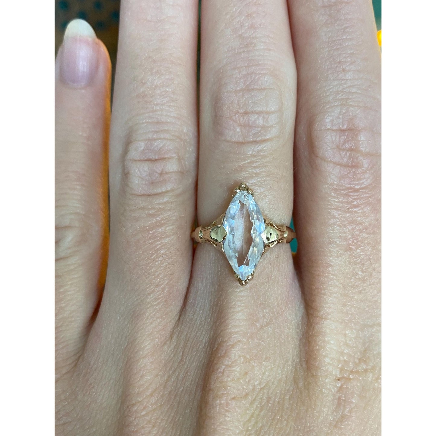 Solid 10k Yellow Gold Clear Cubic Zirconia Ring - Size 5.75