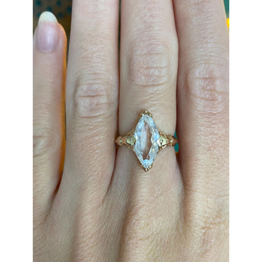 Solid 10k Yellow Gold Clear Cubic Zirconia Ring - Size 5.75