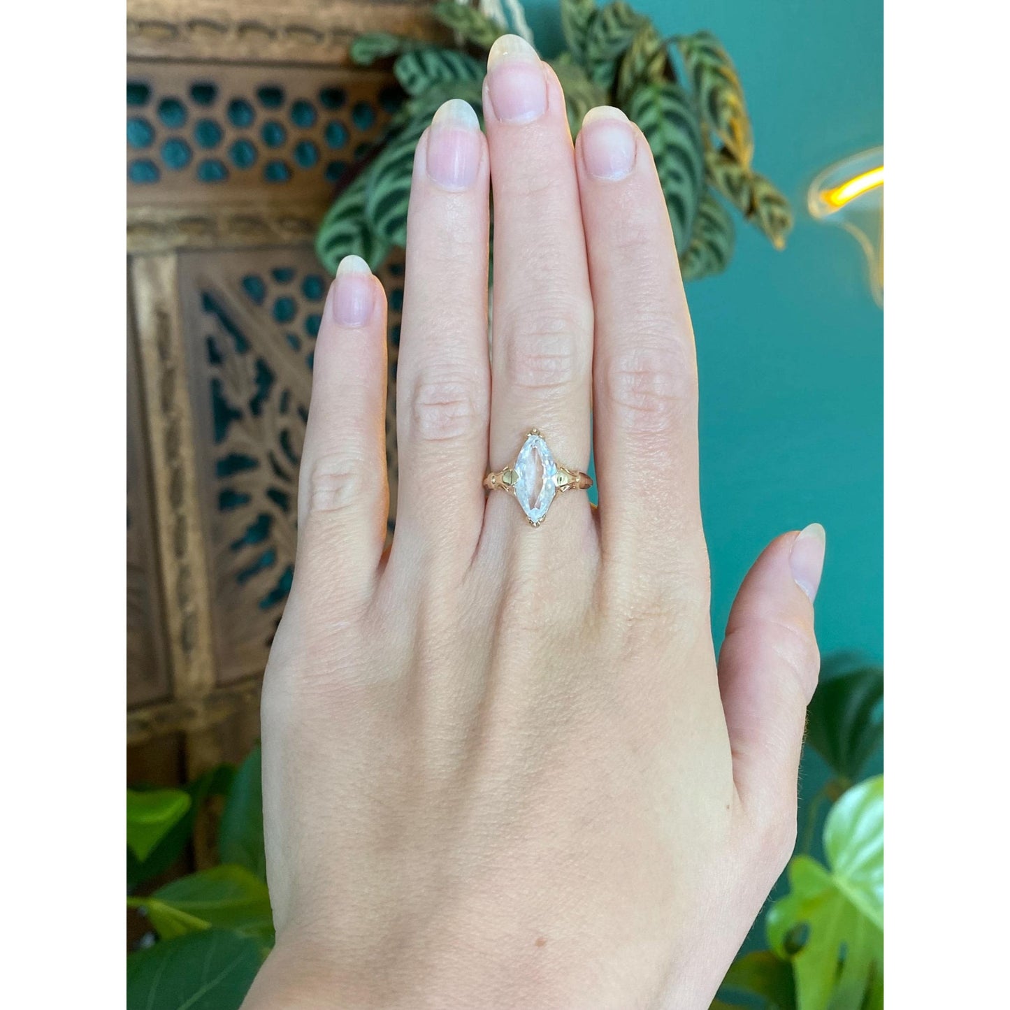 Solid 10k Yellow Gold Clear Cubic Zirconia Ring - Size 5.75