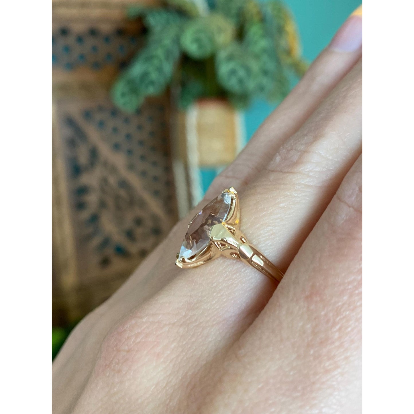 Solid 10k Yellow Gold Clear Cubic Zirconia Ring - Size 5.75