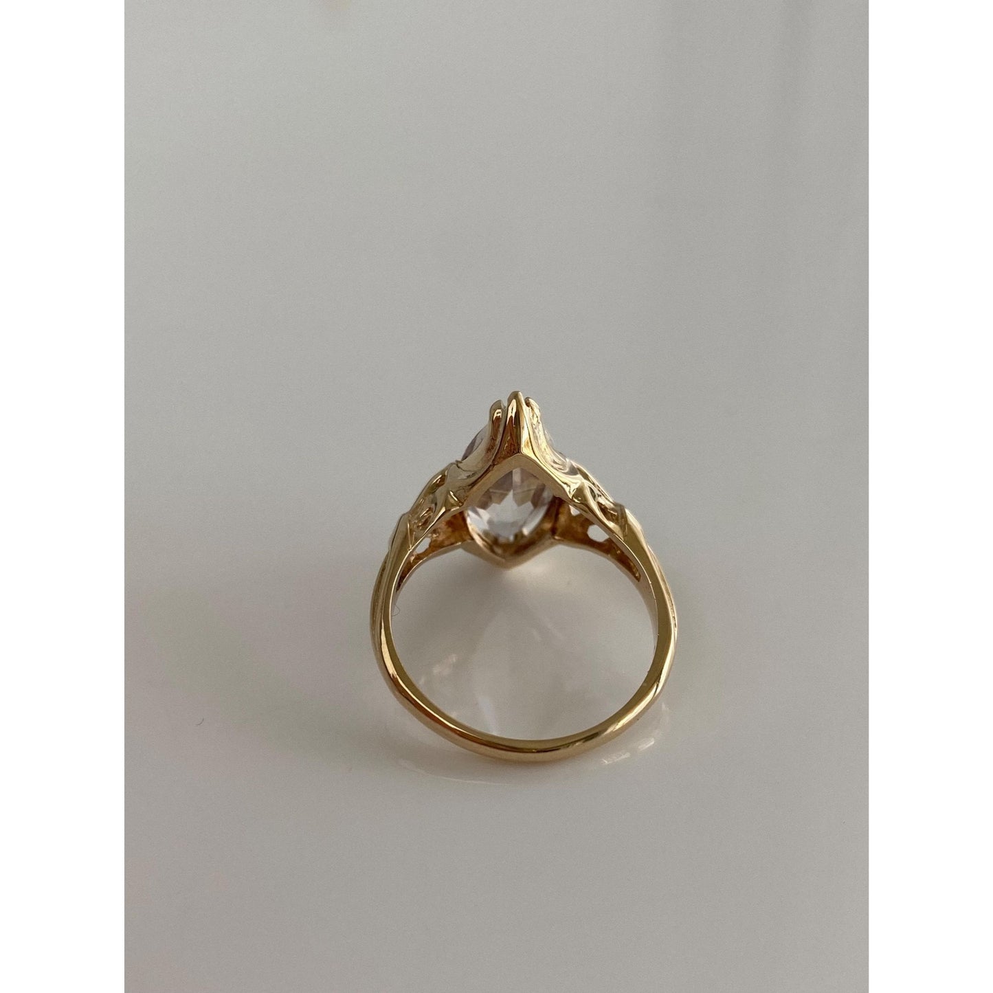 Solid 10k Yellow Gold Clear Cubic Zirconia Ring - Size 5.75