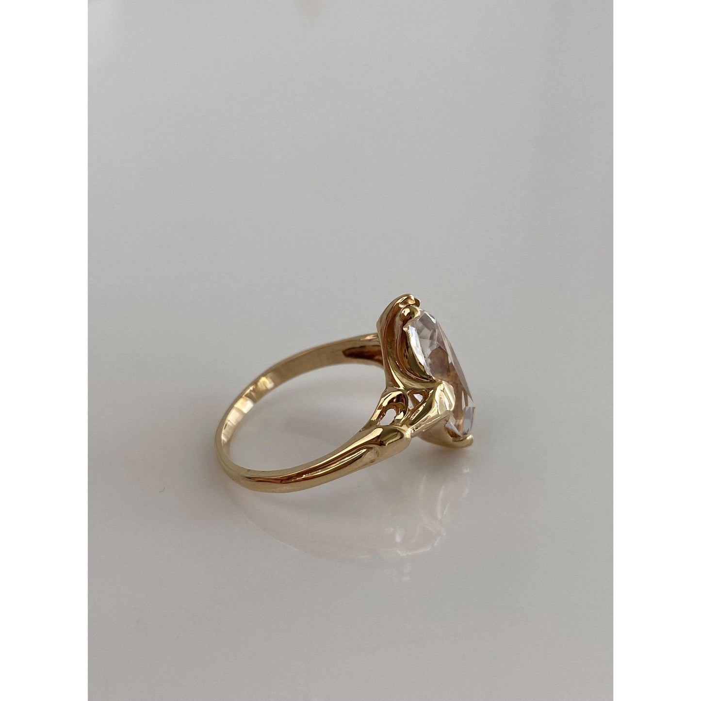 Solid 10k Yellow Gold Clear Cubic Zirconia Ring - Size 5.75