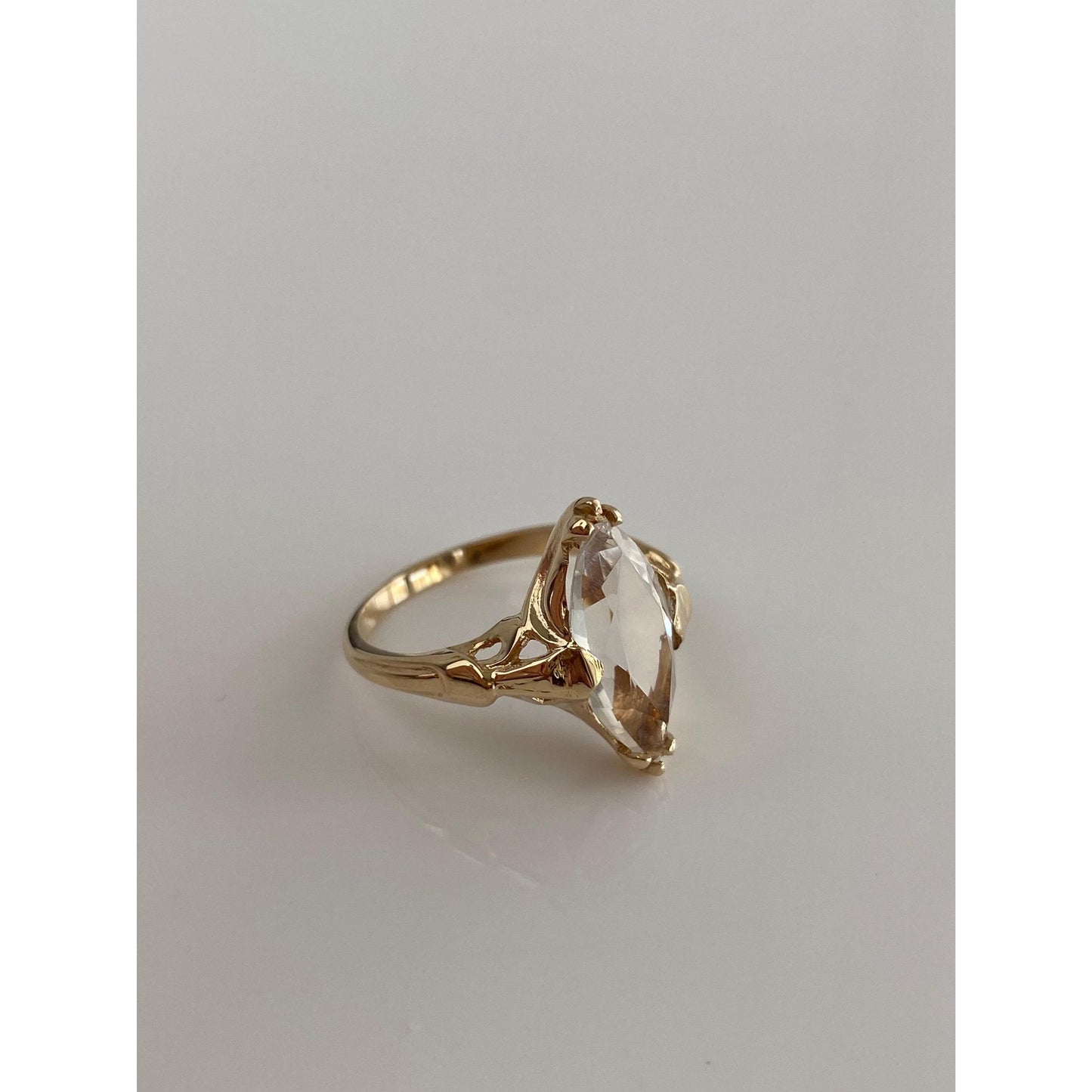 Solid 10k Yellow Gold Clear Cubic Zirconia Ring - Size 5.75