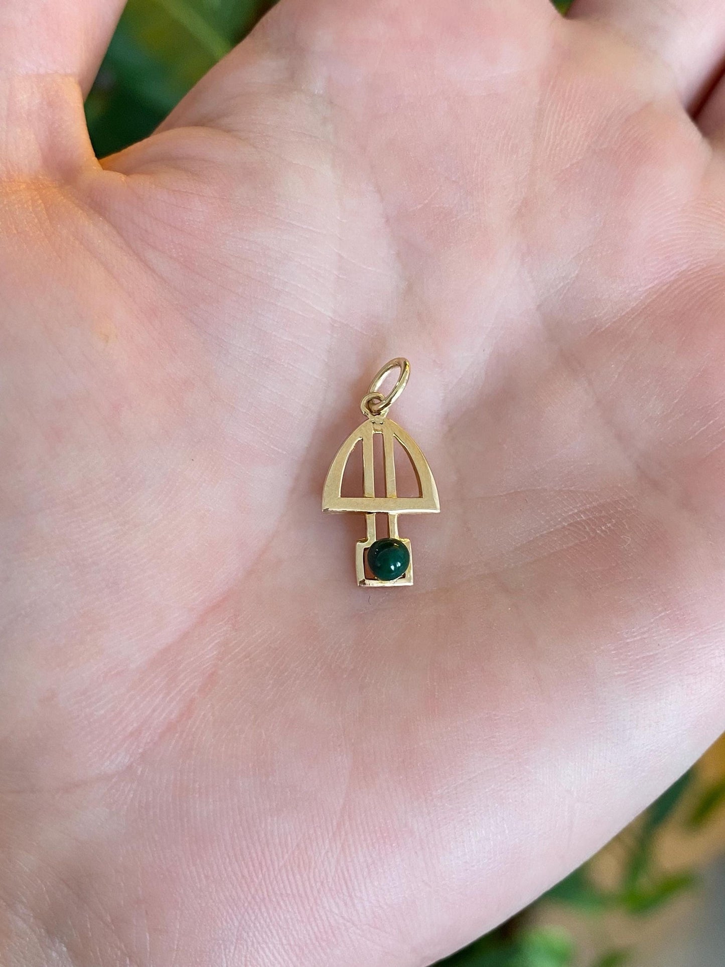 Vintage Solid 10k Yellow Gold Green Stone Stick Pin Conversion Charm