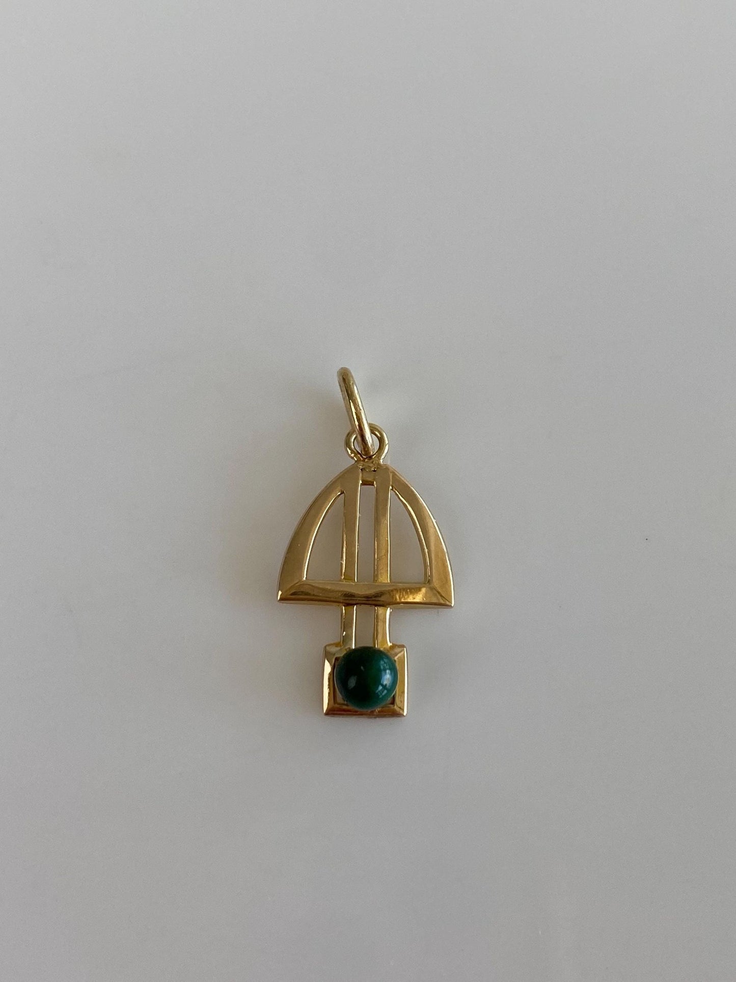 Vintage Solid 10k Yellow Gold Green Stone Stick Pin Conversion Charm