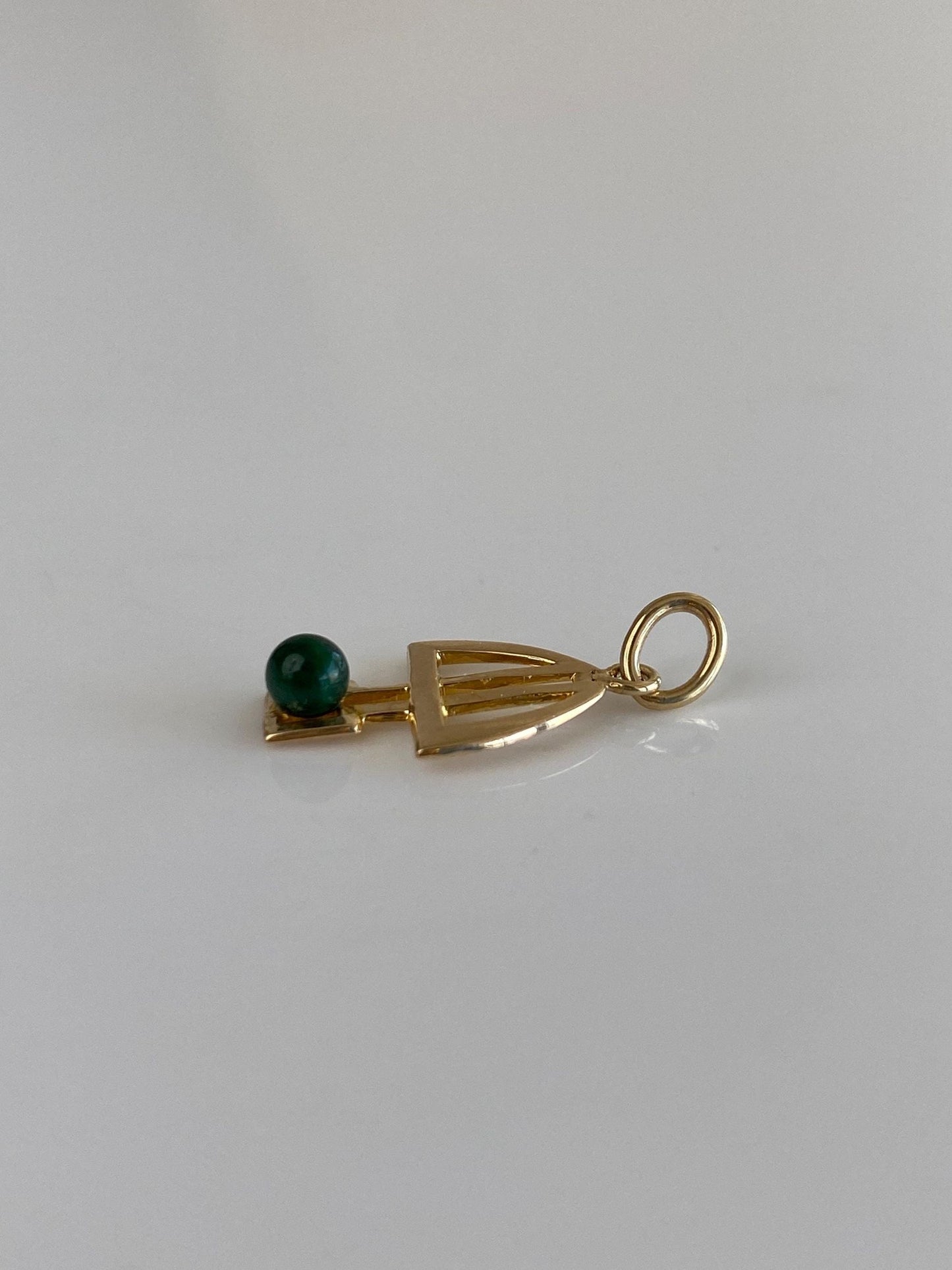 Vintage Solid 10k Yellow Gold Green Stone Stick Pin Conversion Charm
