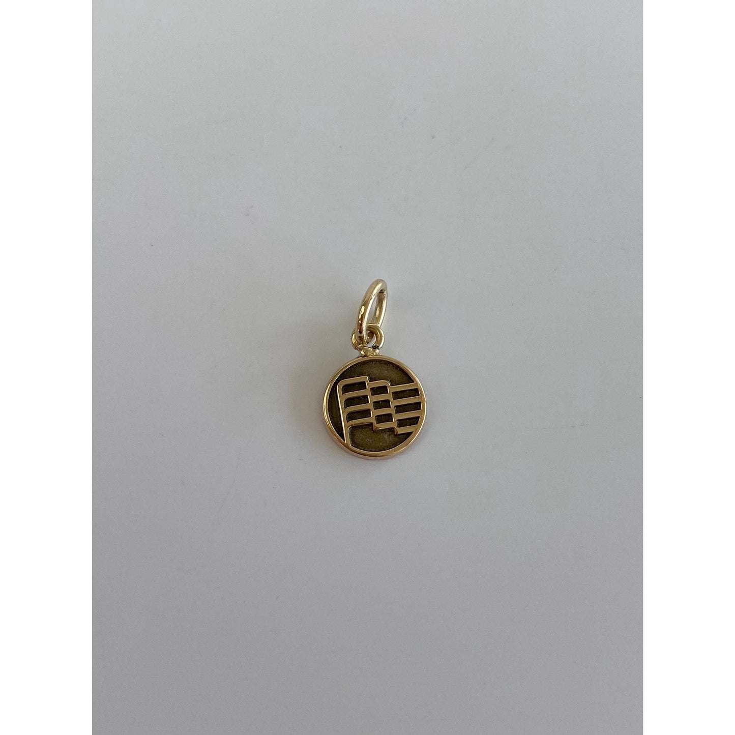 Vintage Solid 14k Yellow Gold Flag Charm