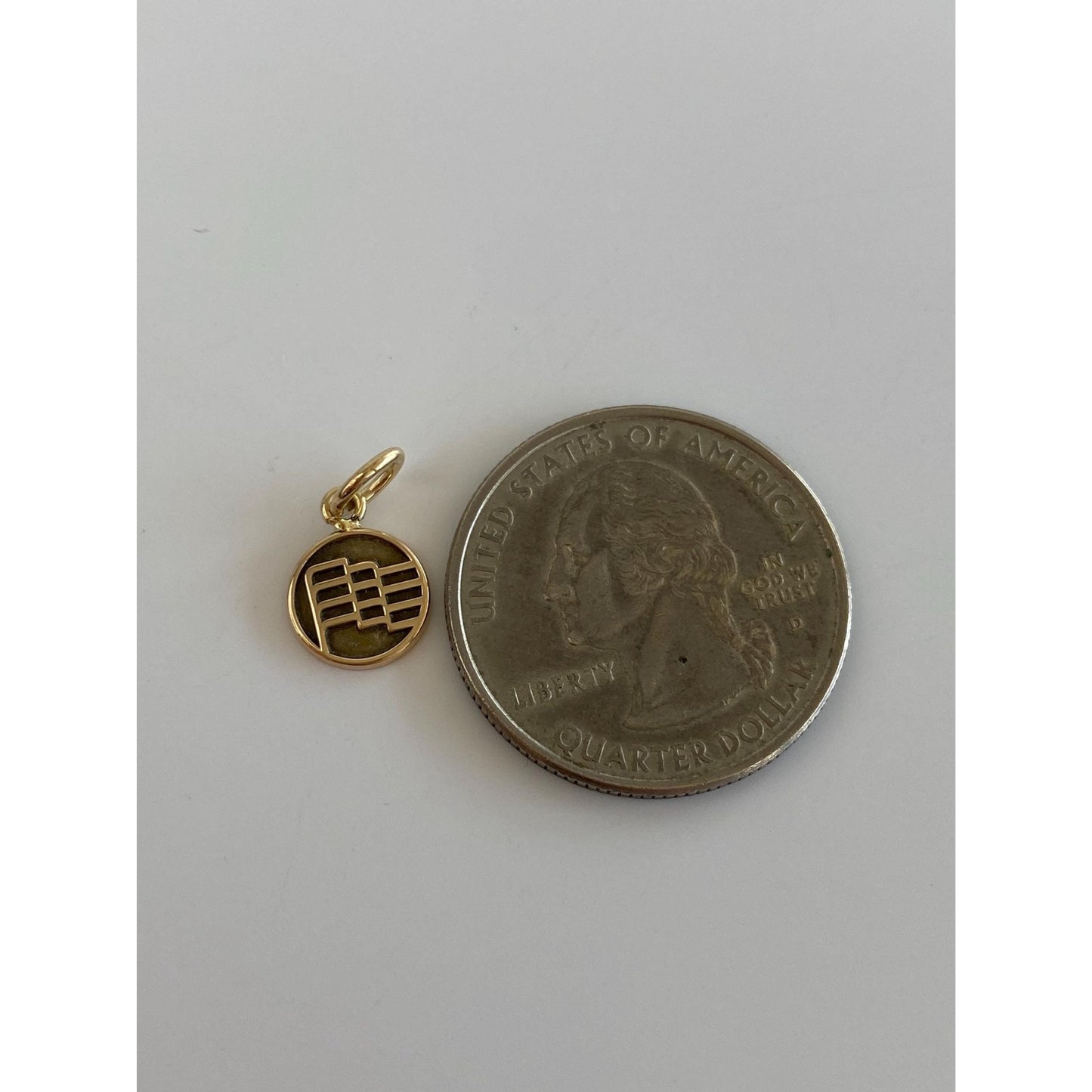 Vintage Solid 14k Yellow Gold Flag Charm
