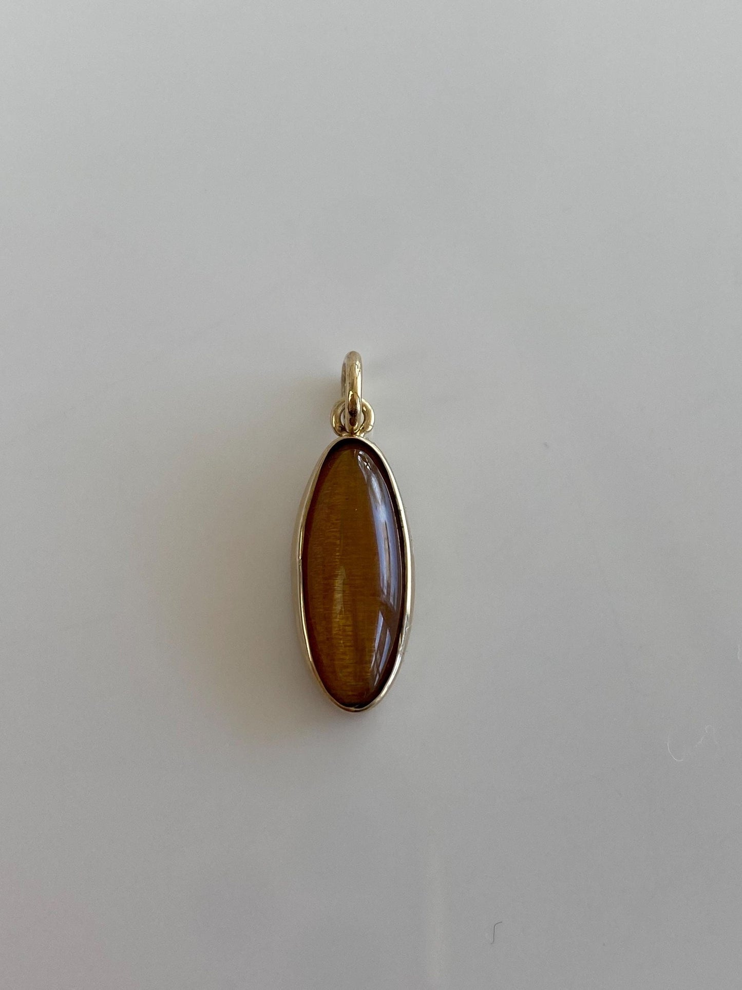 Vintage Solid 14k Yellow Gold Tigers Eye Charm