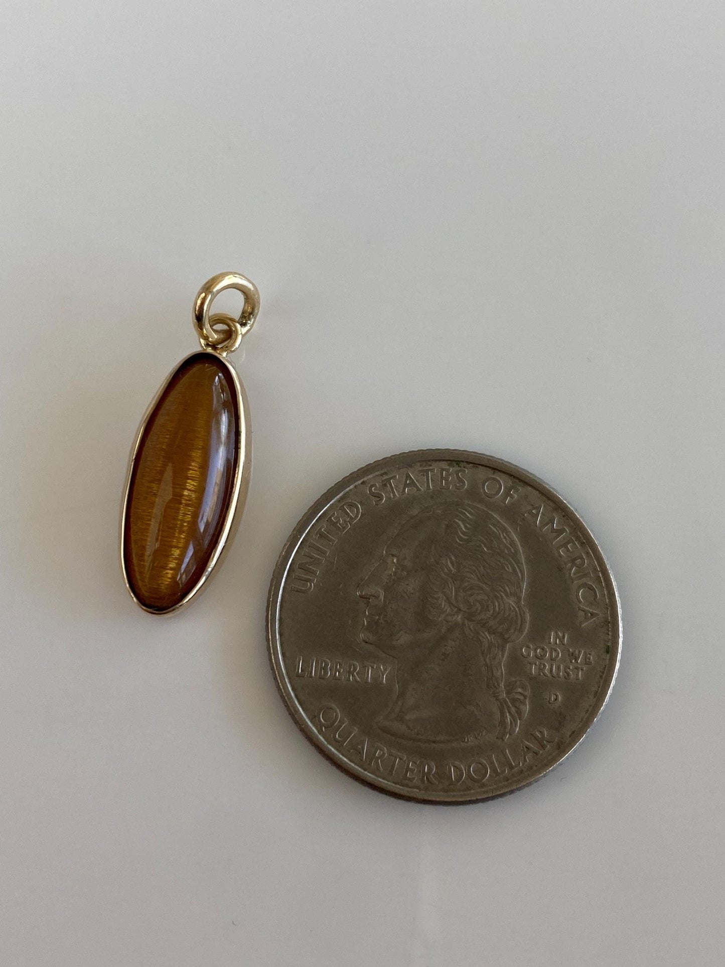 Vintage Solid 14k Yellow Gold Tigers Eye Charm
