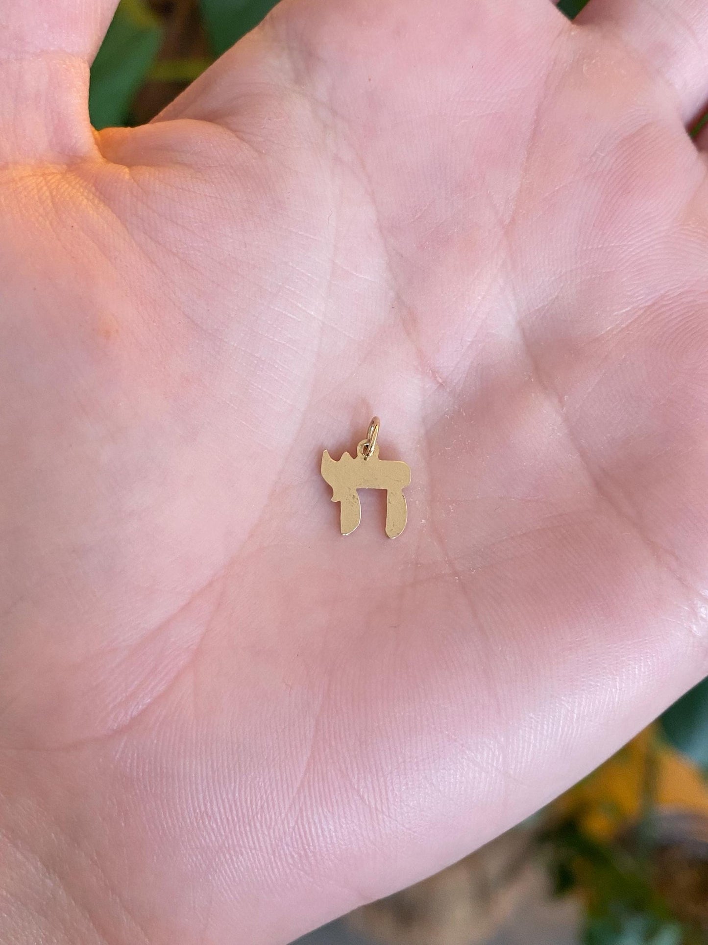 Vintage Solid 14k Yellow Gold Chai Symbol Charm