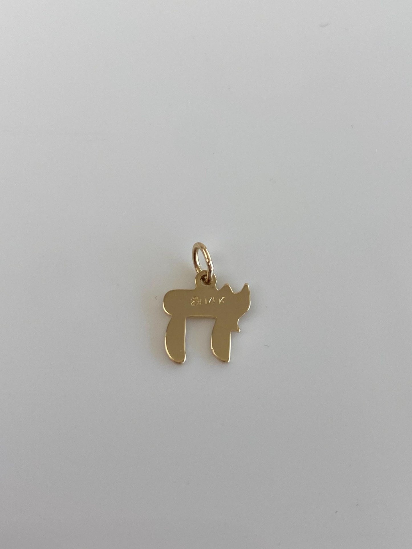 Vintage Solid 14k Yellow Gold Chai Symbol Charm