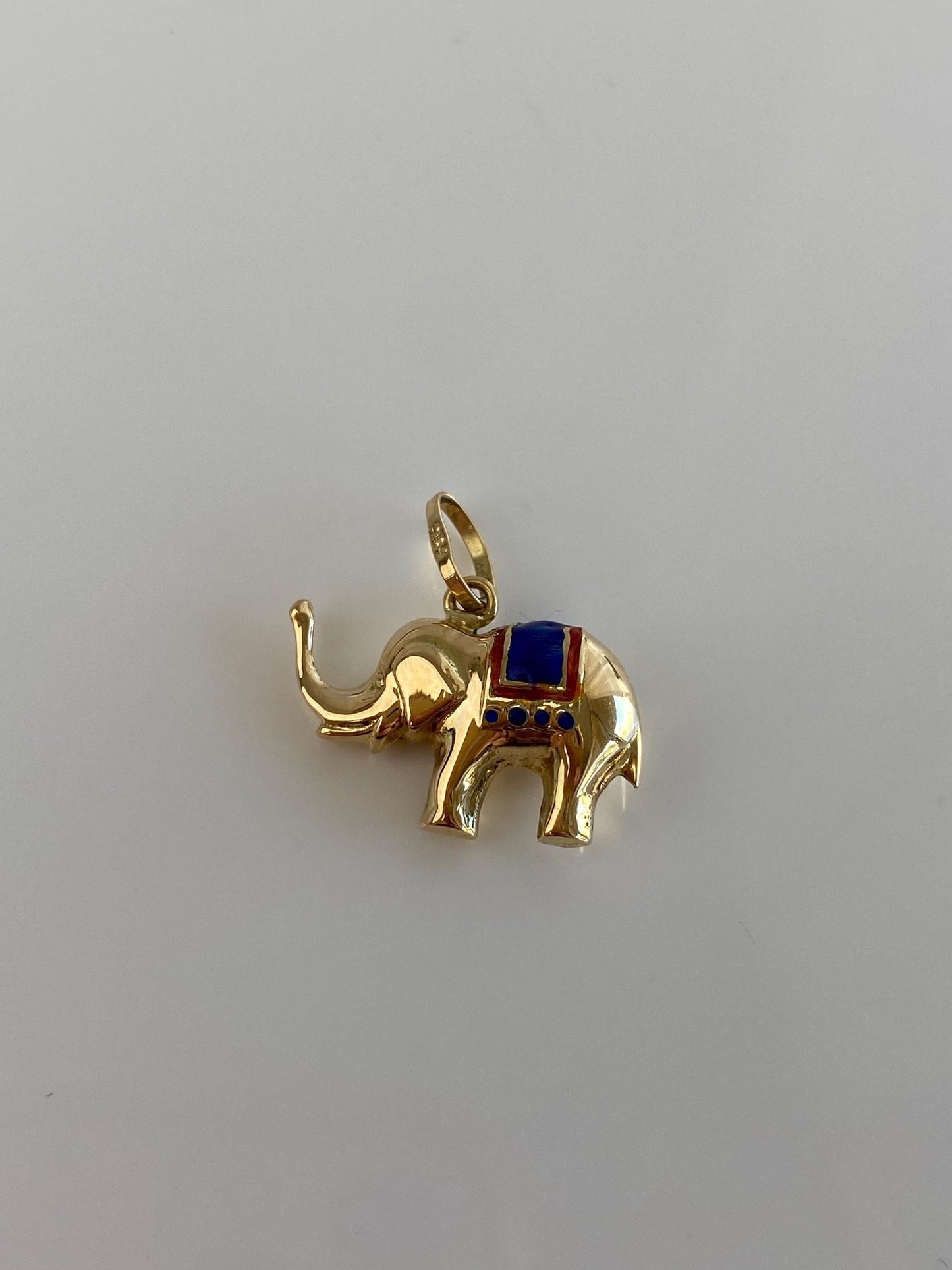 Vintage 14k Yellow Gold Enamel Elephant Charm