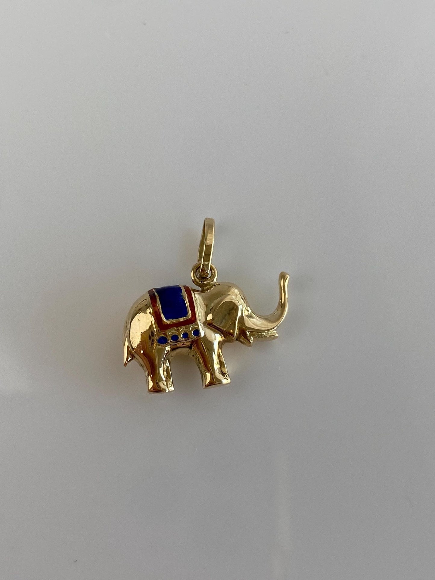 Vintage 14k Yellow Gold Enamel Elephant Charm
